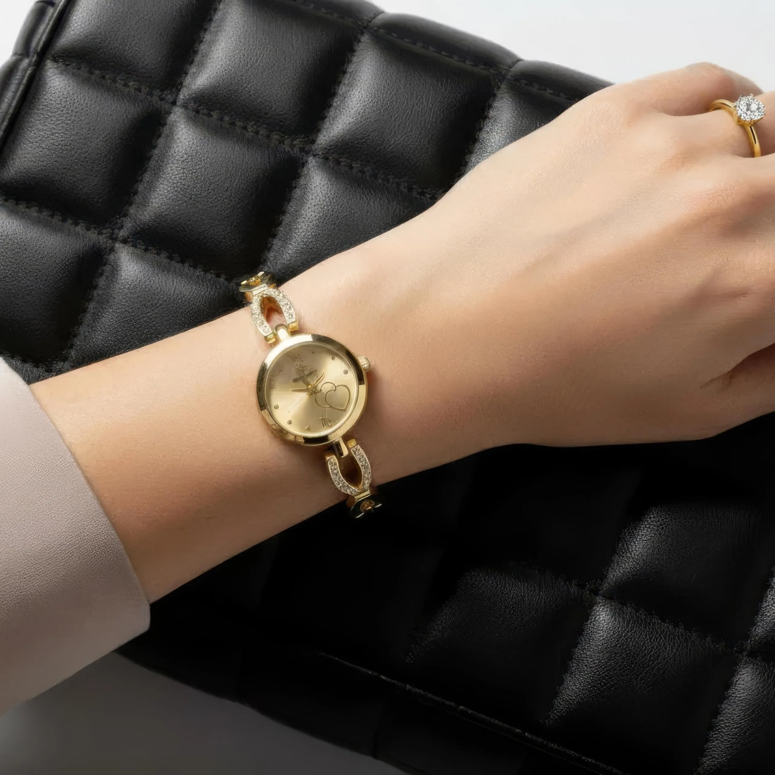 BELLOS Cofanetto Orologio Donna con Parure di Gioielli - Collana, Anello, Orecchini e Cinturino - Oro - immagine 2