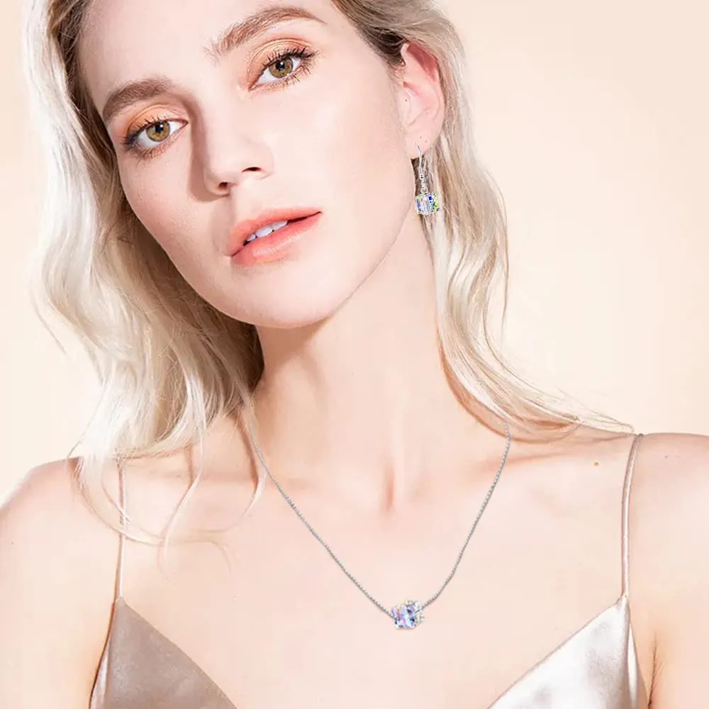 QKEPCY Set di Gioielli in Cristallo Austriaco con Collana, Orecchini e Bracciale per Donna - immagine 2