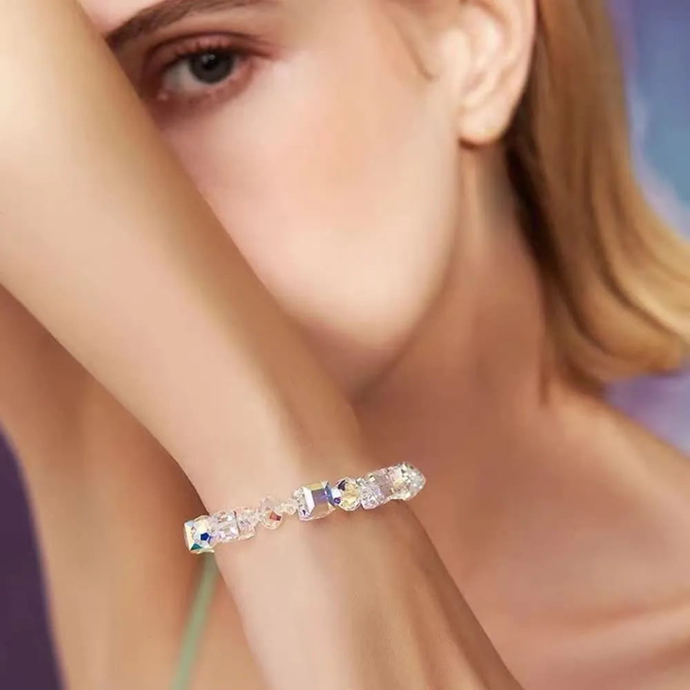 QKEPCY Set di Gioielli in Cristallo Austriaco con Collana, Orecchini e Bracciale per Donna - immagine 3