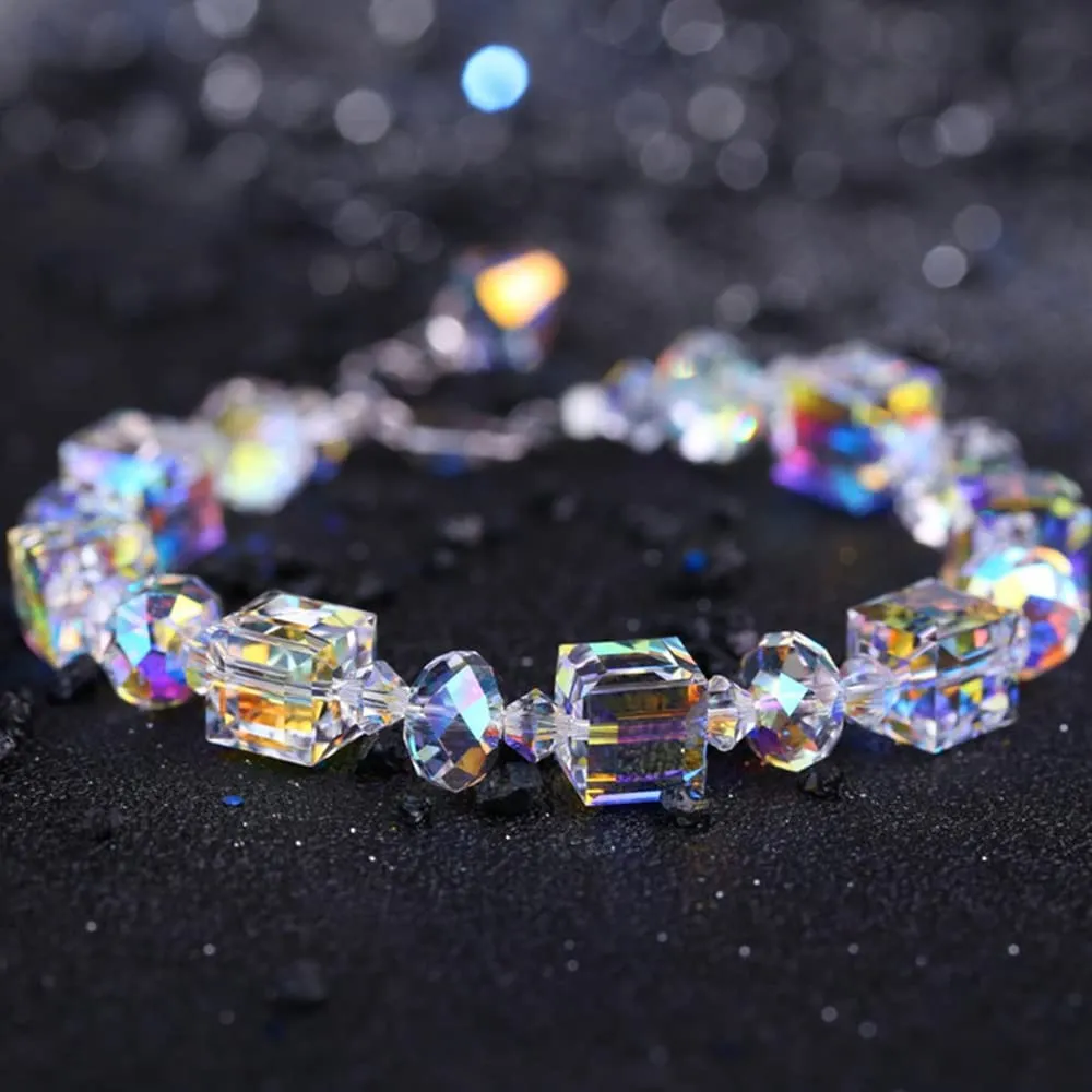 QKEPCY Set di Gioielli in Cristallo Austriaco con Collana, Orecchini e Bracciale per Donna - immagine 6