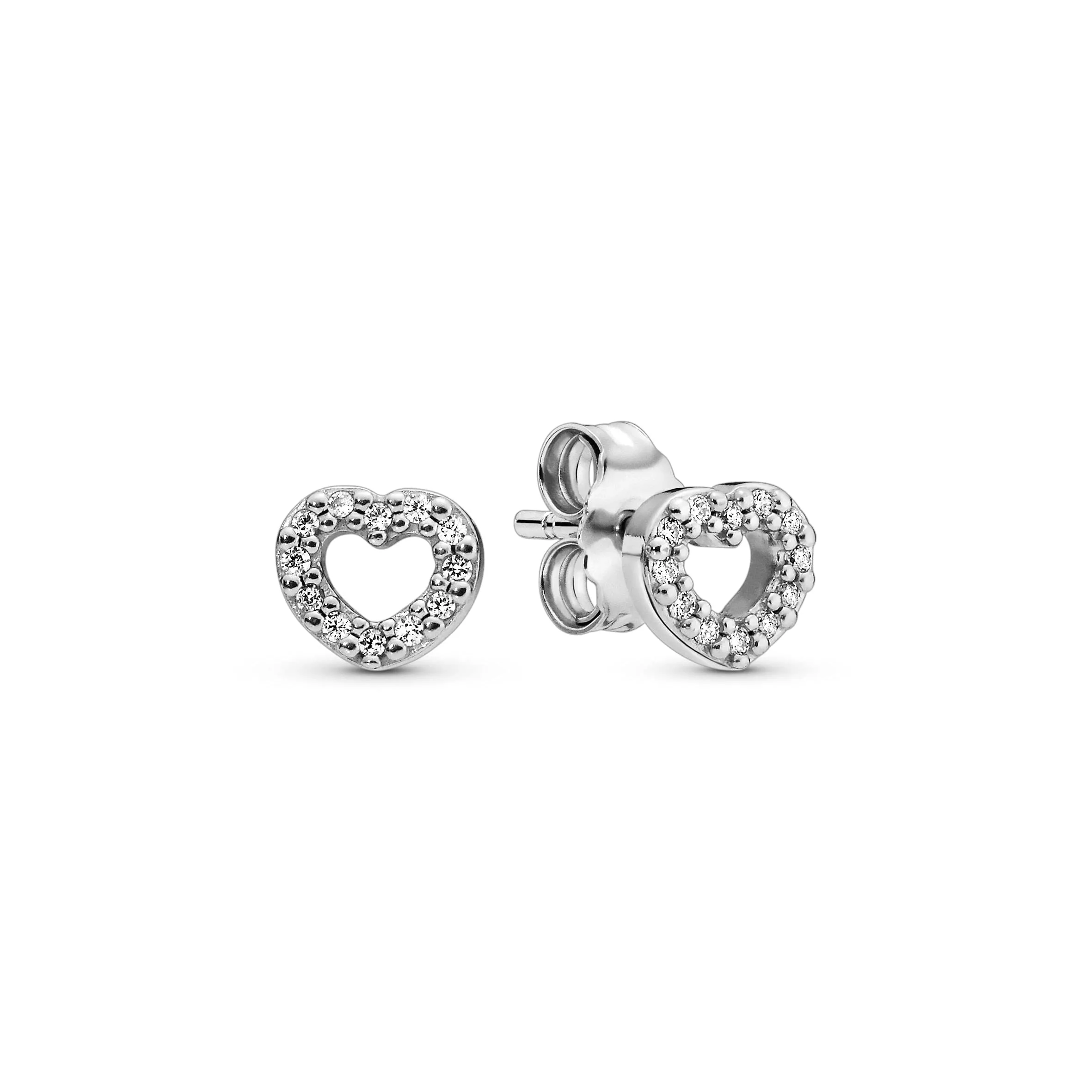 Pandora Timeless Orecchini a bottone con cuore aperto in argento e zirconia cubica - immagine 1
