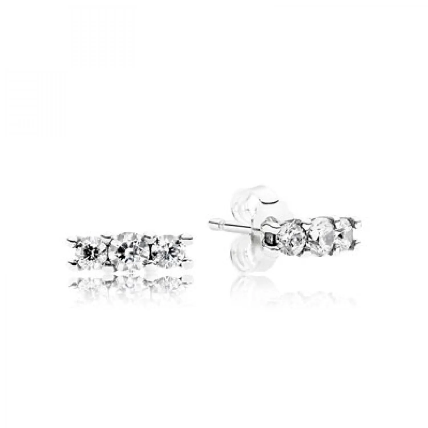 Pandora Timeless Orecchini a bottone in argento con zirconia cubica trasparente 290725CZ - immagine 1
