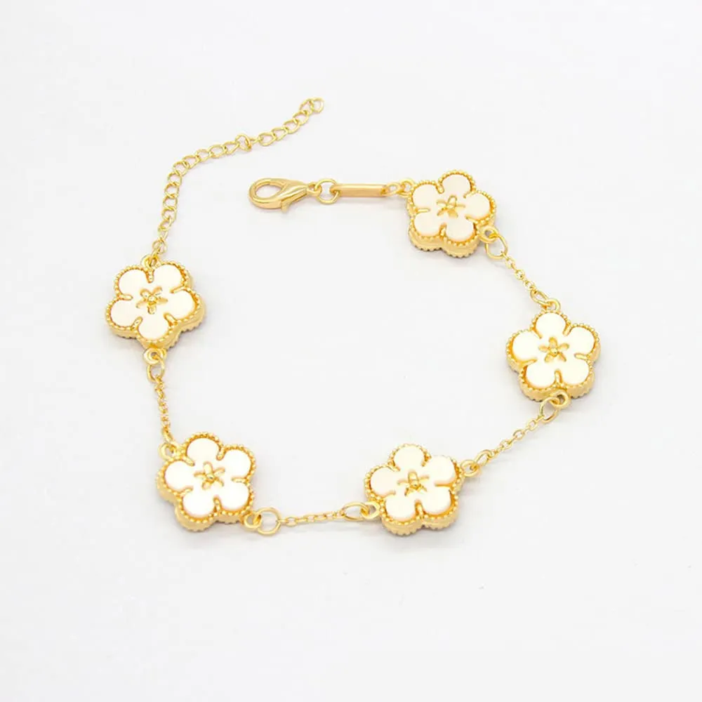 QKEPCY Set Gioielli Donna Fiore Margherita 5 Pezzi - Collana, Bracciale Rigido, Orecchini e Anello - immagine 4