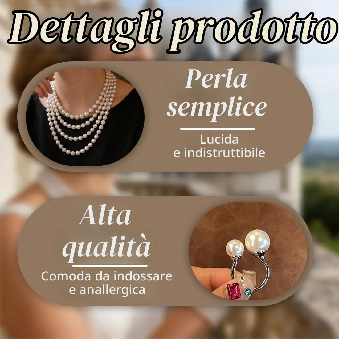 KRFWGUU Set di Gioielli di Perle 4 Pezzi: Collana, Bracciale a 3 File, Orecchini e Anello, Stile Anni '20 - immagine 3