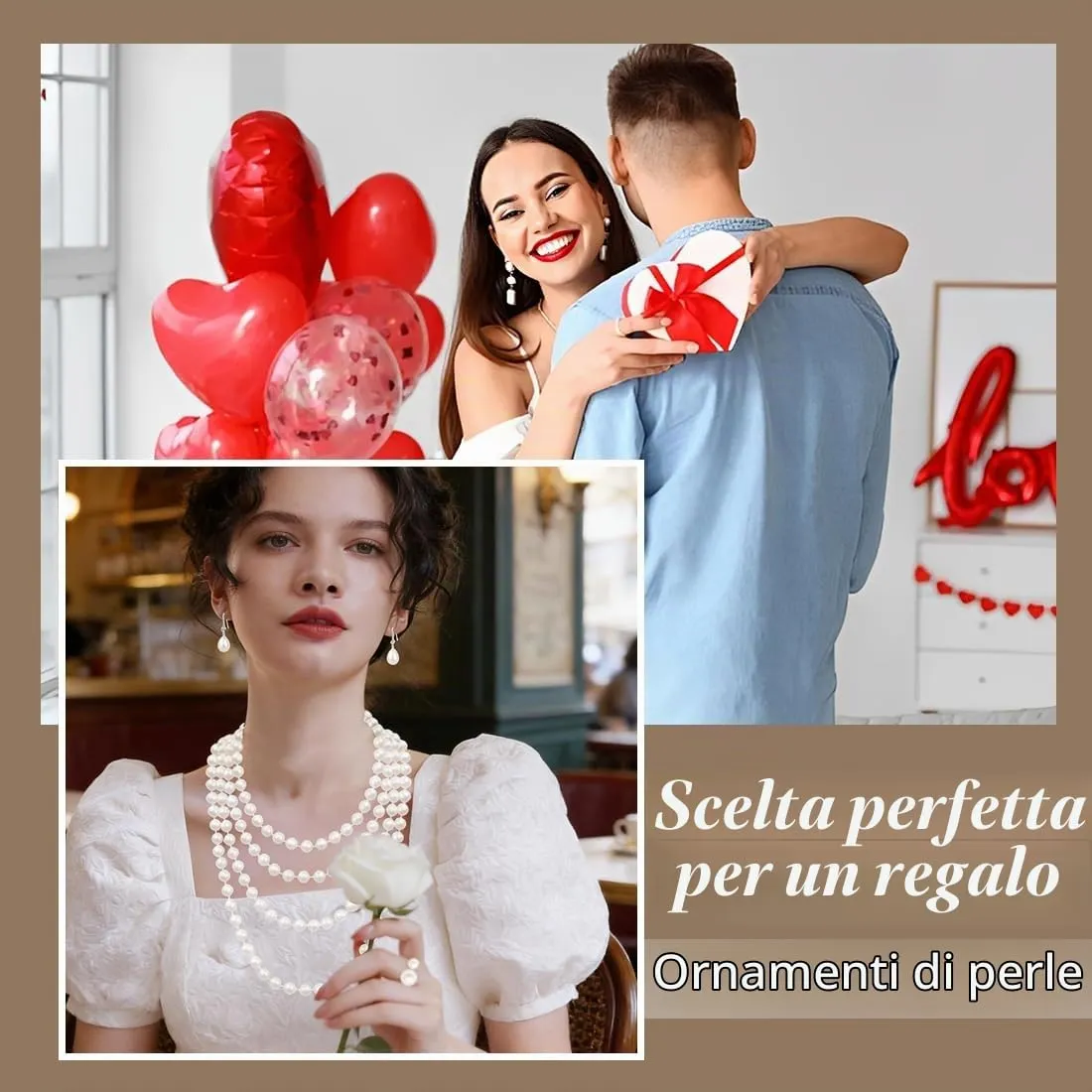 KRFWGUU Set di Gioielli di Perle 4 Pezzi: Collana, Bracciale a 3 File, Orecchini e Anello, Stile Anni '20 - immagine 6