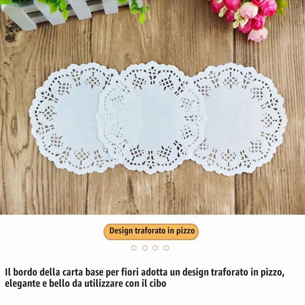 LJFEA Centrini di Carta Rotondi di Pizzo Bianco, 150 Pezzi, 3,5 Pollici - immagine 2