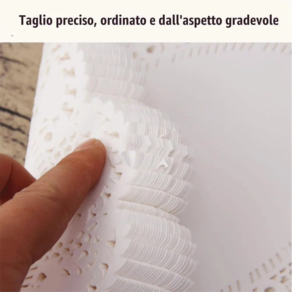LJFEA Centrini di Carta Rotondi di Pizzo Bianco, 150 Pezzi, 3,5 Pollici - immagine 3