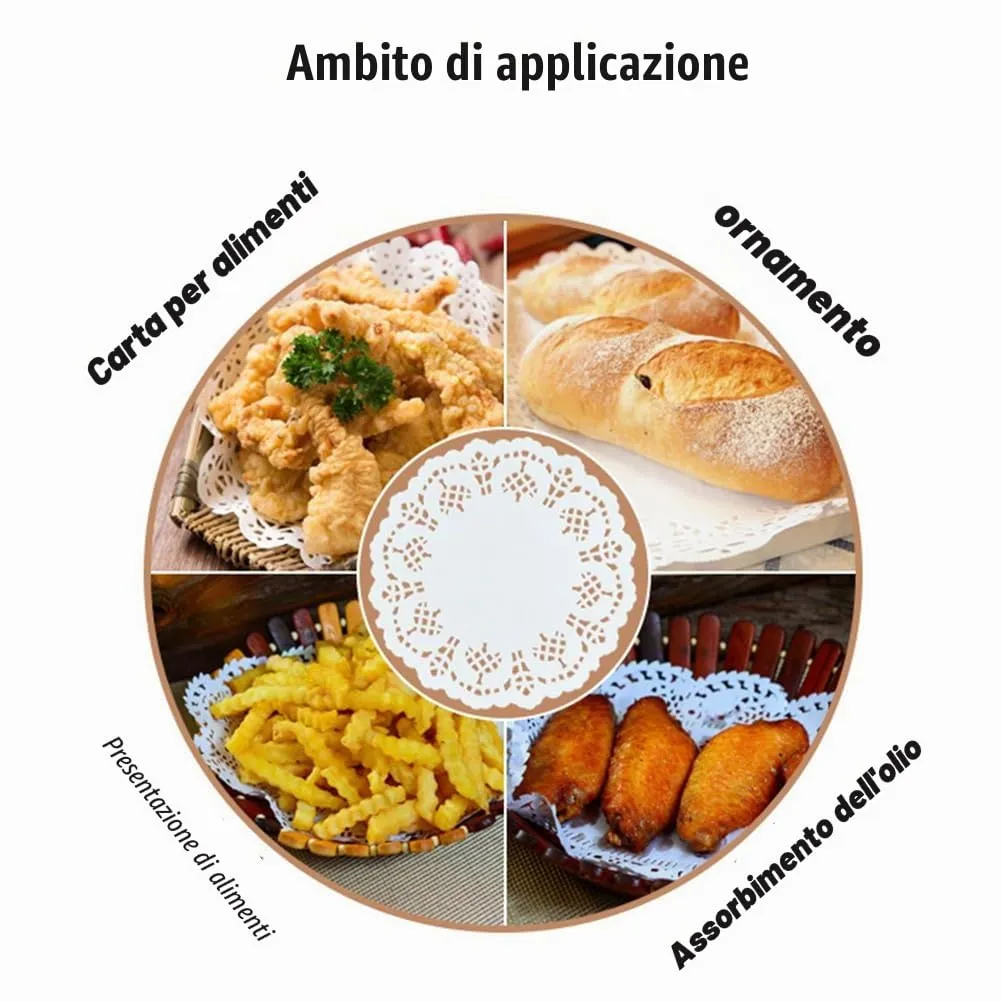 LJFEA Centrini di Carta Rotondi di Pizzo Bianco, 150 Pezzi, 3,5 Pollici - immagine 5