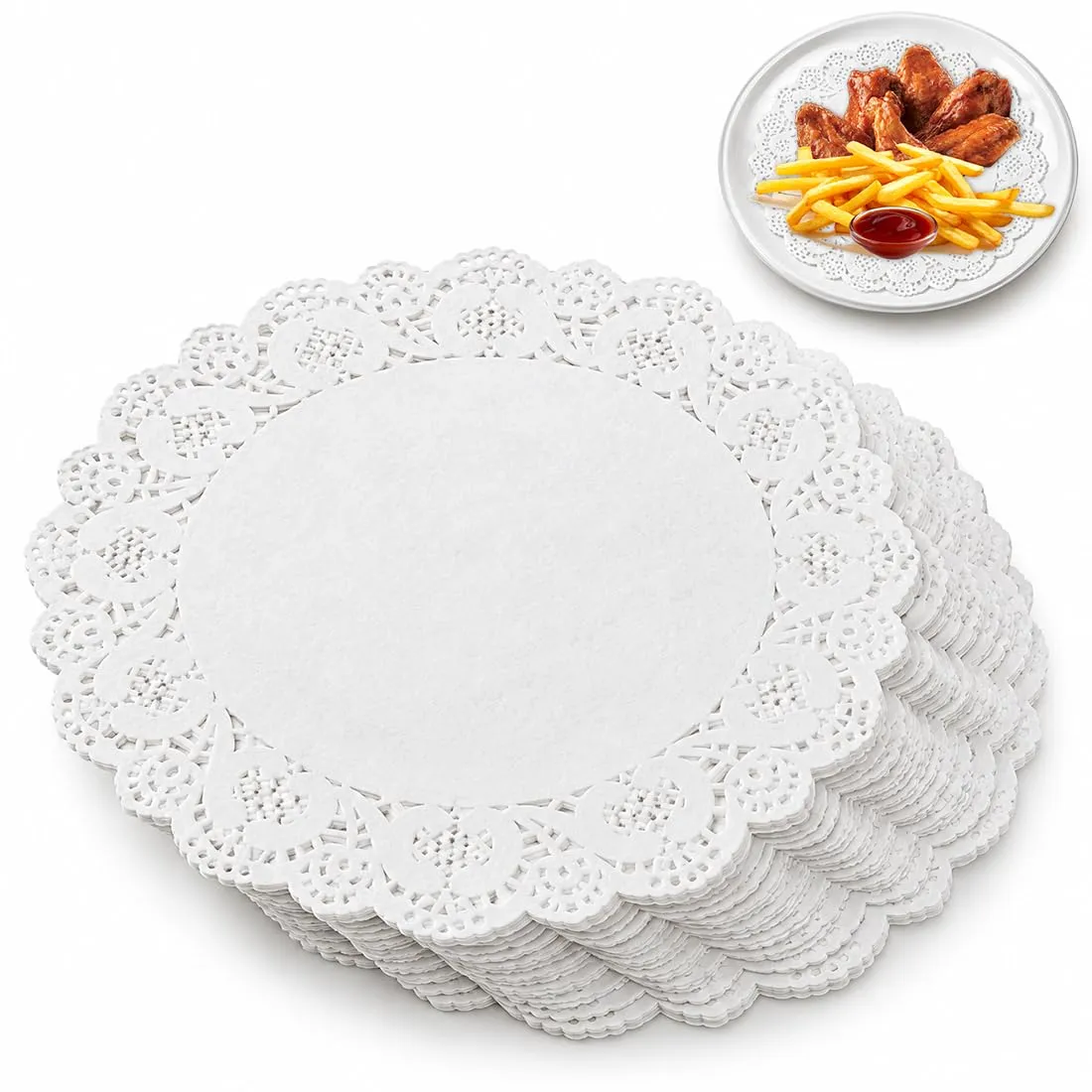 AJNZAU Tovagliette in Carta Monouso in Pizzo, Tonde, 30,5 cm, Bianco, 50 Pezzi - immagine 1