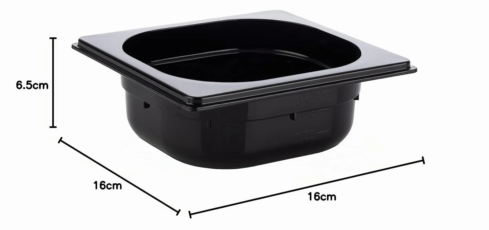 APS 82076 Contenitore Gastronorm GN 1/6 in Policarbonato 160 x 160 x 65 mm, 1 Litro, Nero - immagine 9