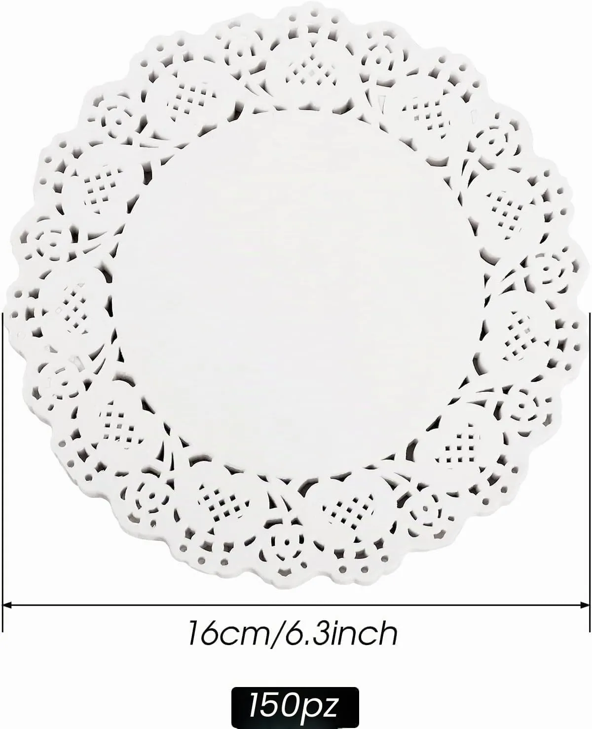Hehglng 150 Sottobicchieri in carta pizzo bianco, 15 cm - immagine 2