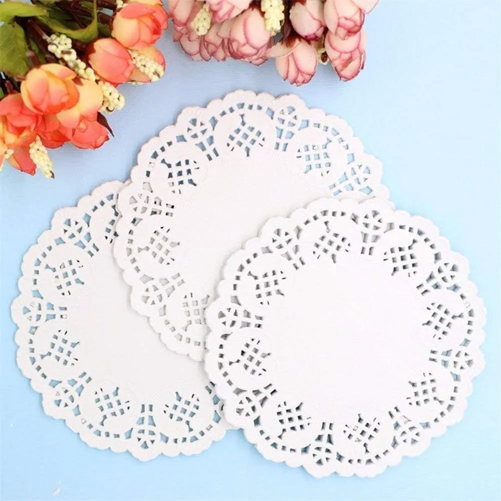 Hehglng 150 Sottobicchieri in carta pizzo bianco, 15 cm - immagine 3