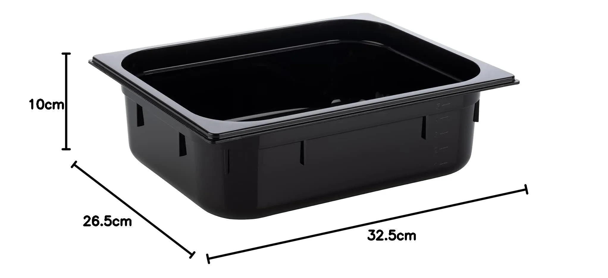 APS 82065 GN 1/2 Contenitore Gastronorm in Policarbonato 325 x 265 x 100 mm, 5,9 Litri, Nero - immagine 2