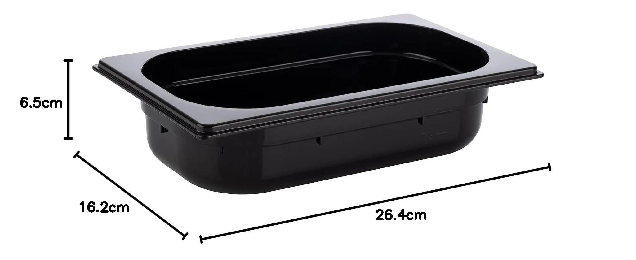 APS 82072 Contenitore Gastronorm GN 1/4 in Policarbonato, 264 x 162 x 65 mm, 1,7 Litri, Nero - immagine 9