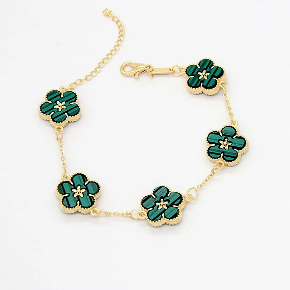 QKEPCY Set Gioielli Donna Fiore Margherita 5 Pezzi - Collana, Bracciale Rigido, Orecchini e Anello - immagine 4