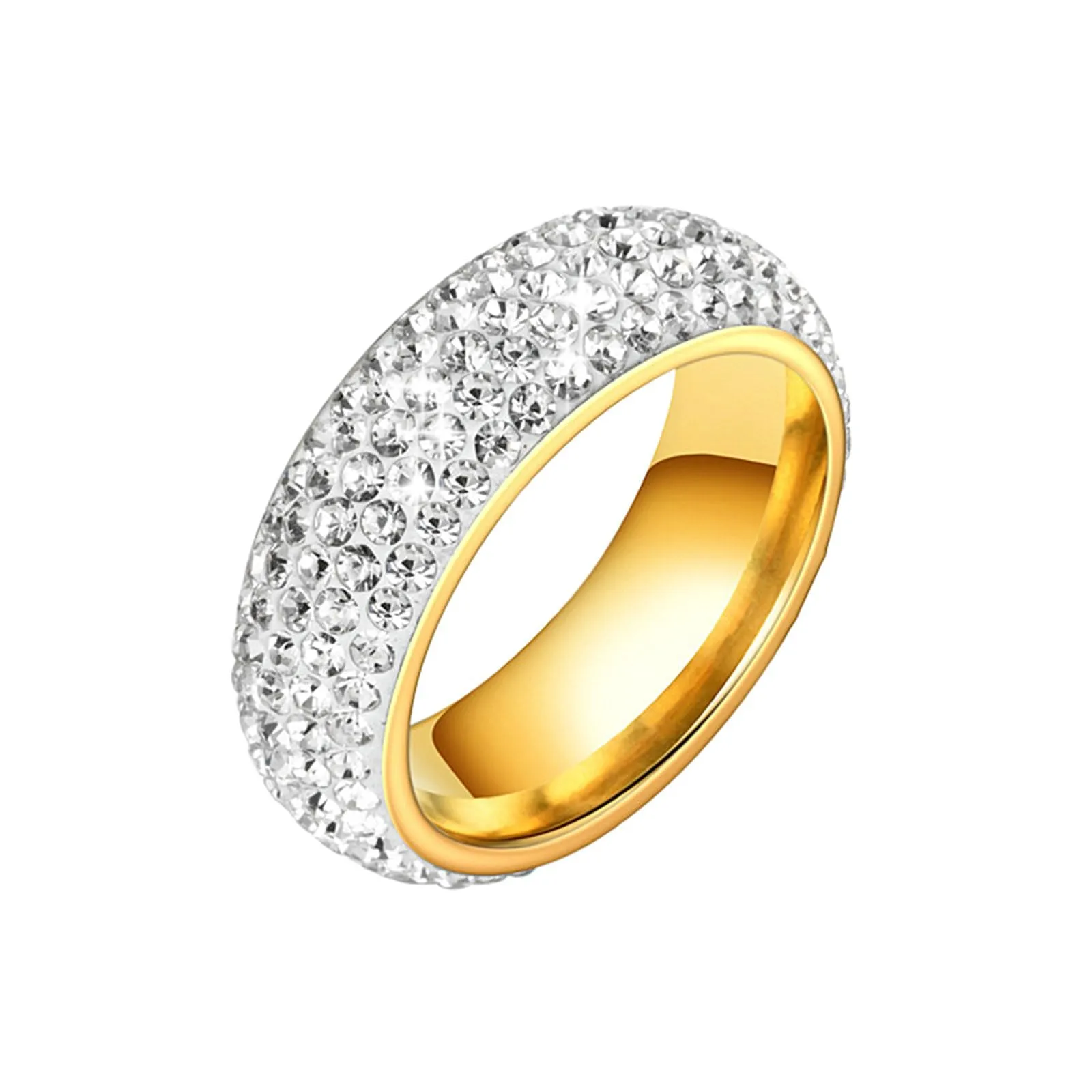 Ayoiow Anelli Punk in Acciaio Inossidabile 8mm con Zirconi Cubici Oro - immagine 1
