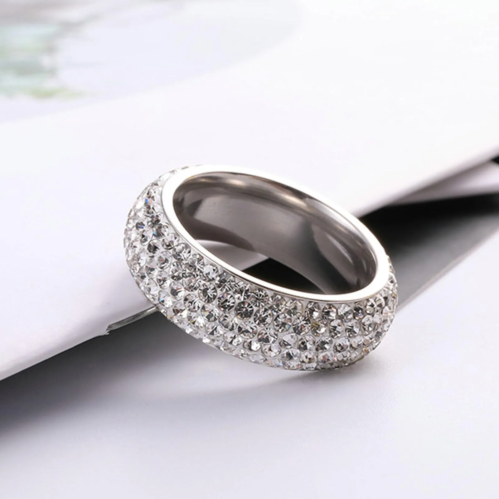 Ayoiow Anello Uomo in Acciaio Inossidabile 8mm con Zirconi Cubici, Argento - immagine 6