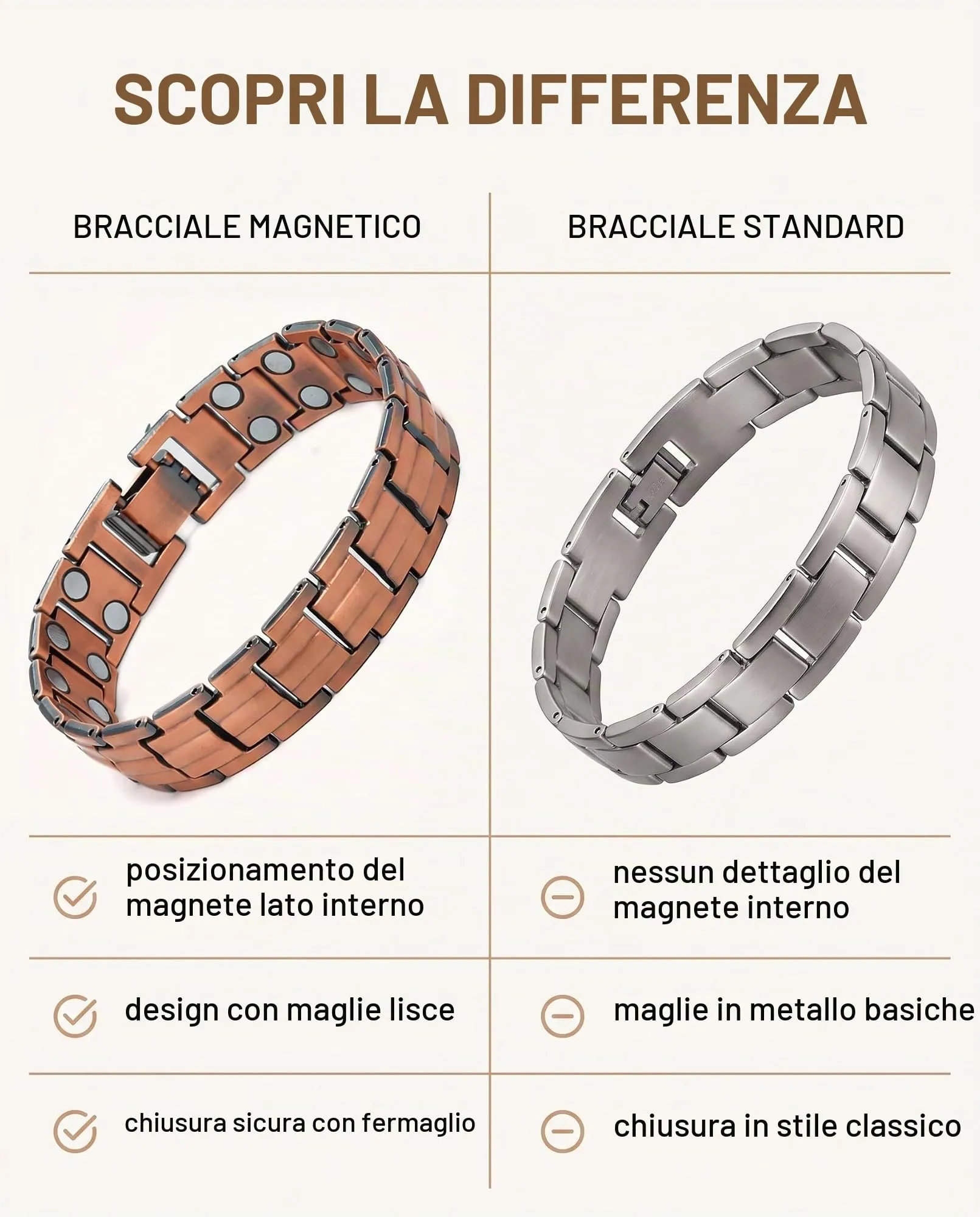 XALFST Bracciale Uomo in Rame Puro con Magneti Calibrati e Chiusura a Farfalla - immagine 6