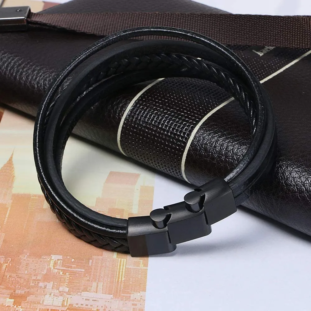 Flintronic Bracciale Intrecciato in Pelle con Chiusura Magnetica per Uomo e Donna (20.5-22 cm) - immagine 6