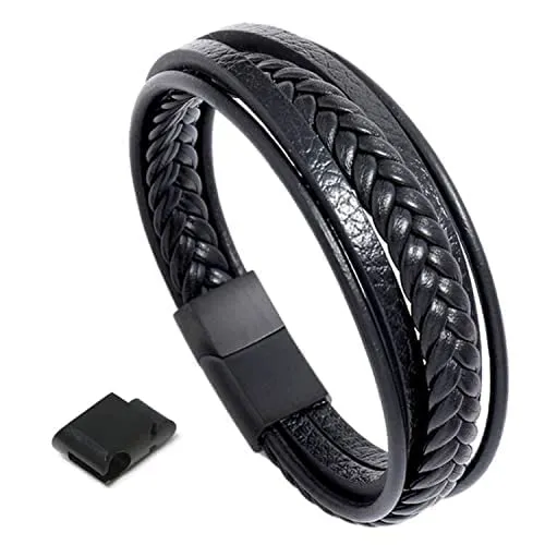 Flintronic Bracciale Intrecciato in Pelle con Chiusura Magnetica per Uomo e Donna (20.5-22 cm) - immagine 8