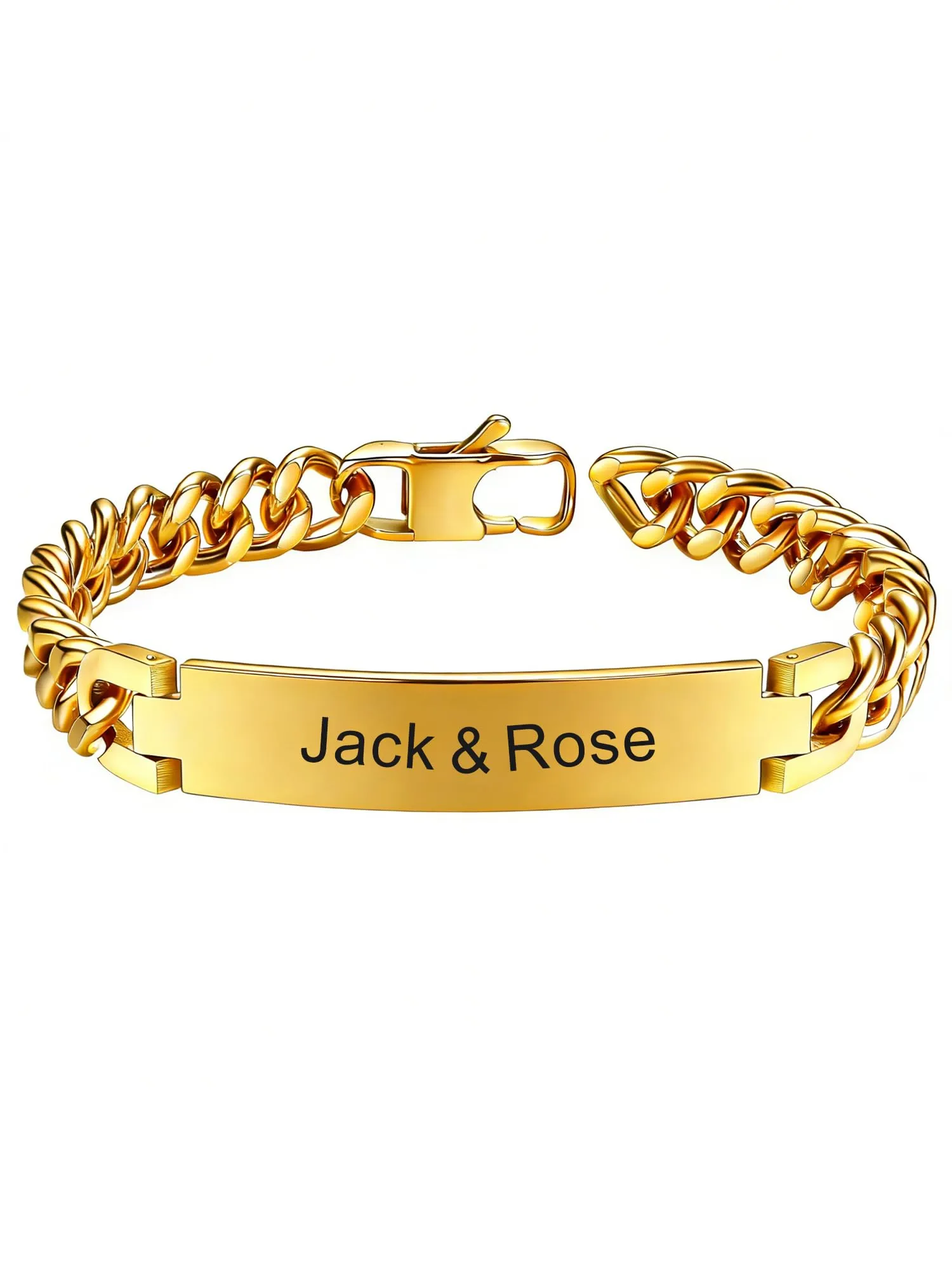 PROSTEEL Bracciale Personalizzato in Acciaio Inossidabile Oro 19cm - immagine 1