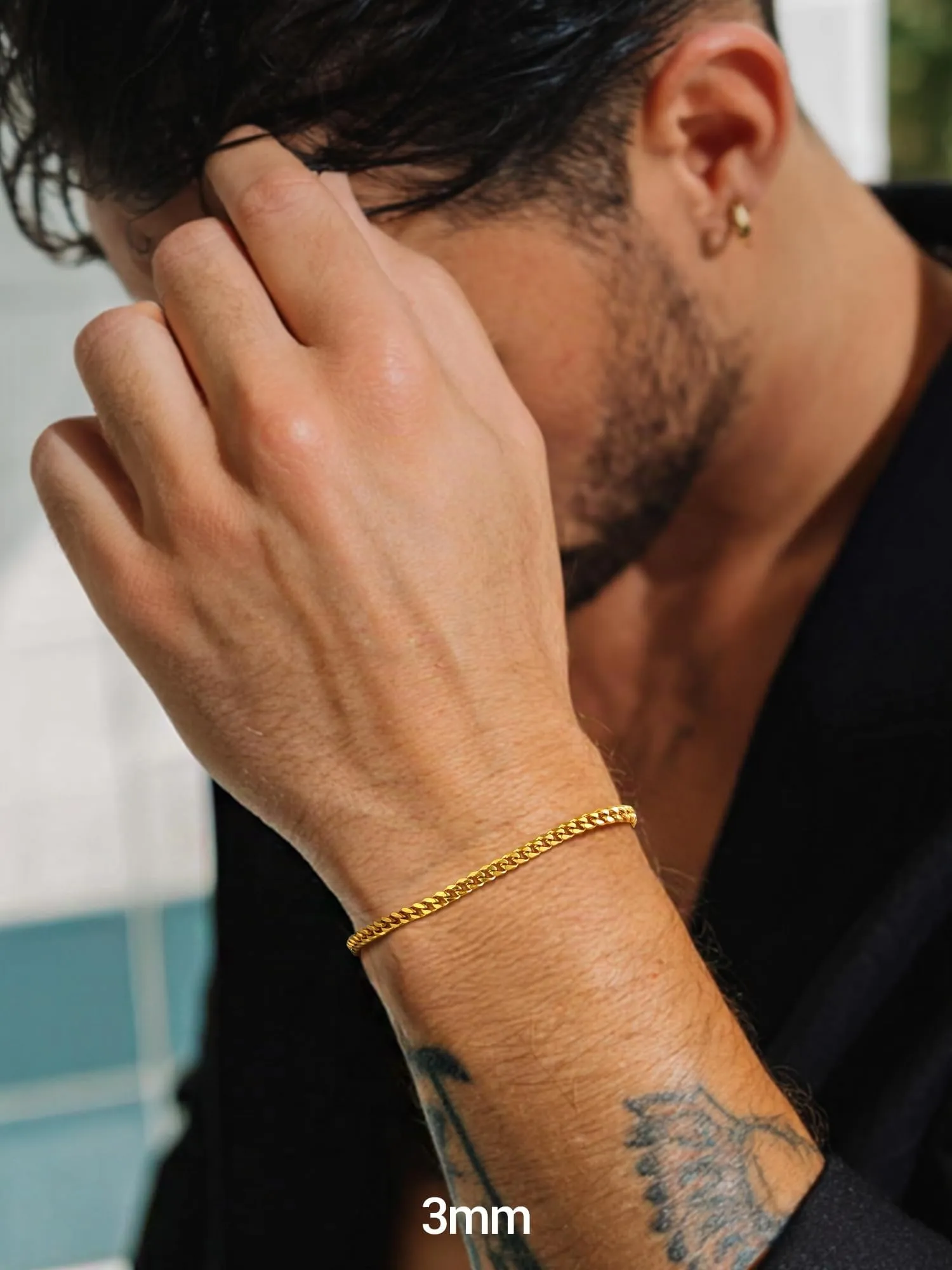PROSTEEL Bracciale da Uomo a Catena Sottile in Acciaio Colore Oro 3.5mm 19cm - immagine 2