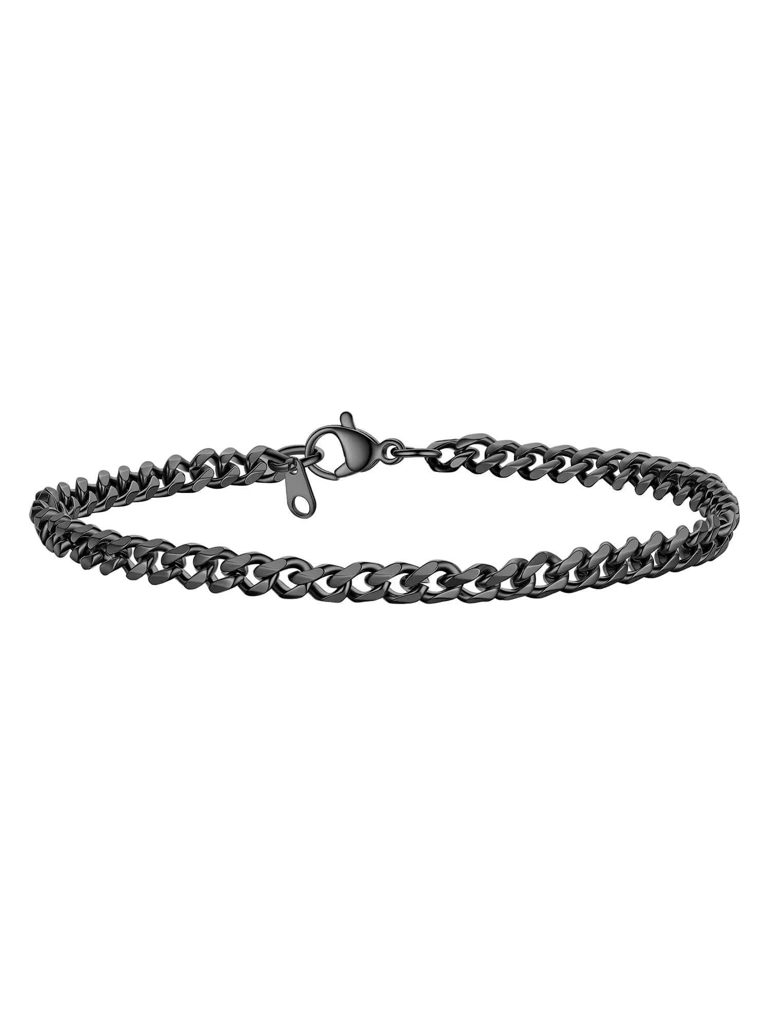 PROSTEEL Bracciale a Catena Sottile da Uomo in Acciaio Inossidabile, Nero, 3.5mm, 19cm - immagine 1