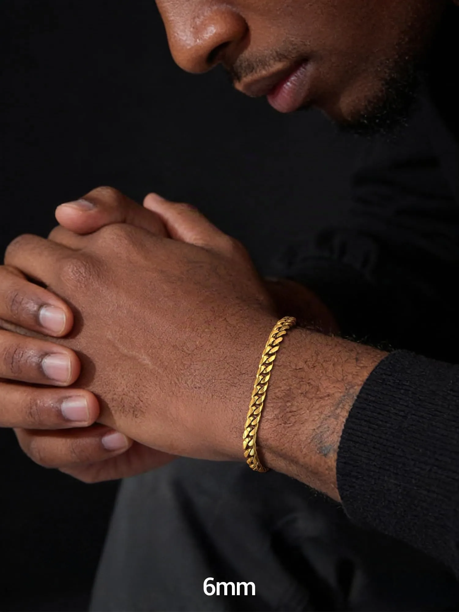PROSTEEL Bracciale a Catena Sottile da Uomo in Acciaio Colore Oro 6mm 19cm - immagine 4
