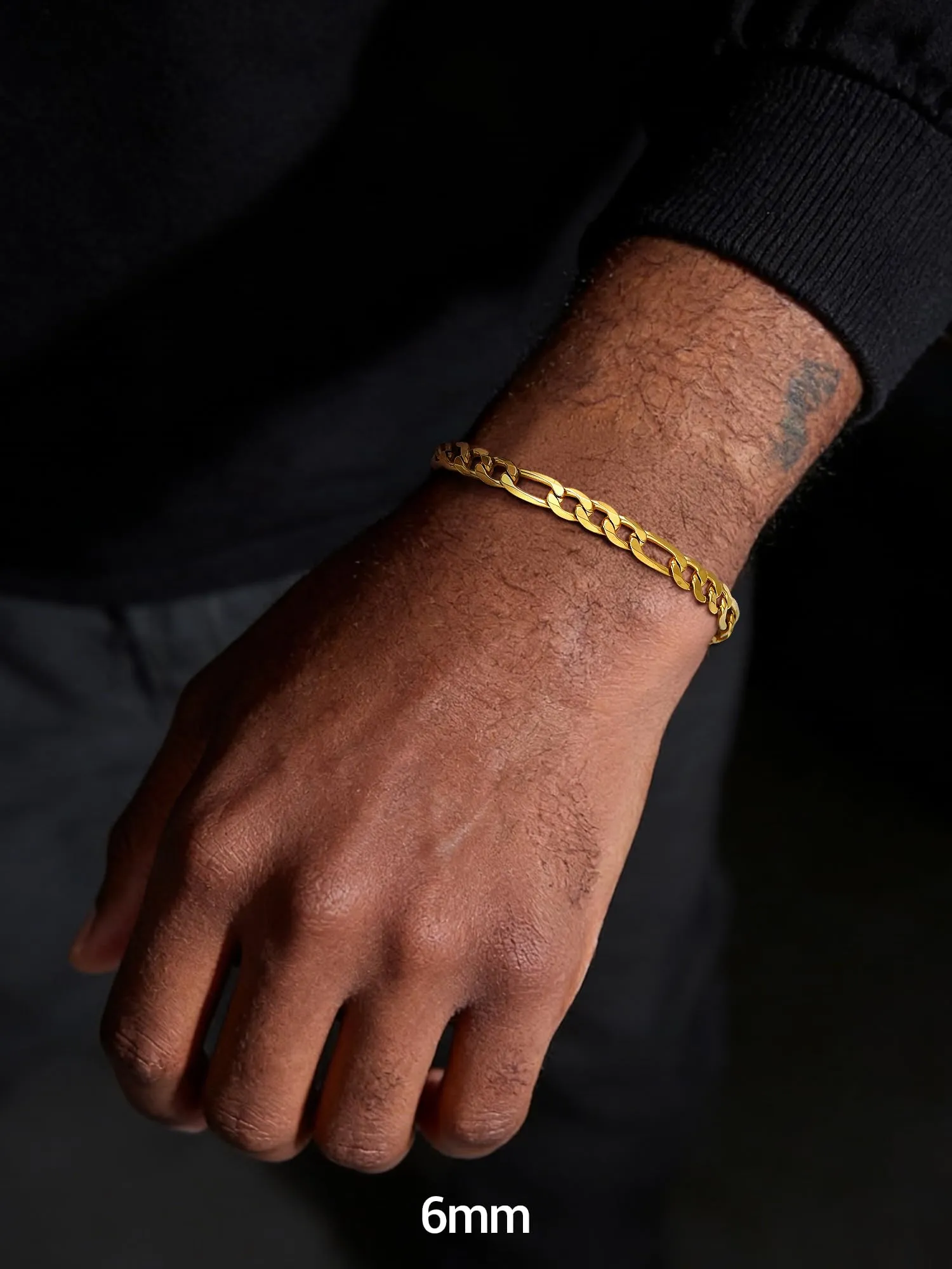 PROSTEEL Bracciale da uomo in acciaio inossidabile, 6 mm, Oro, 23 cm - immagine 7