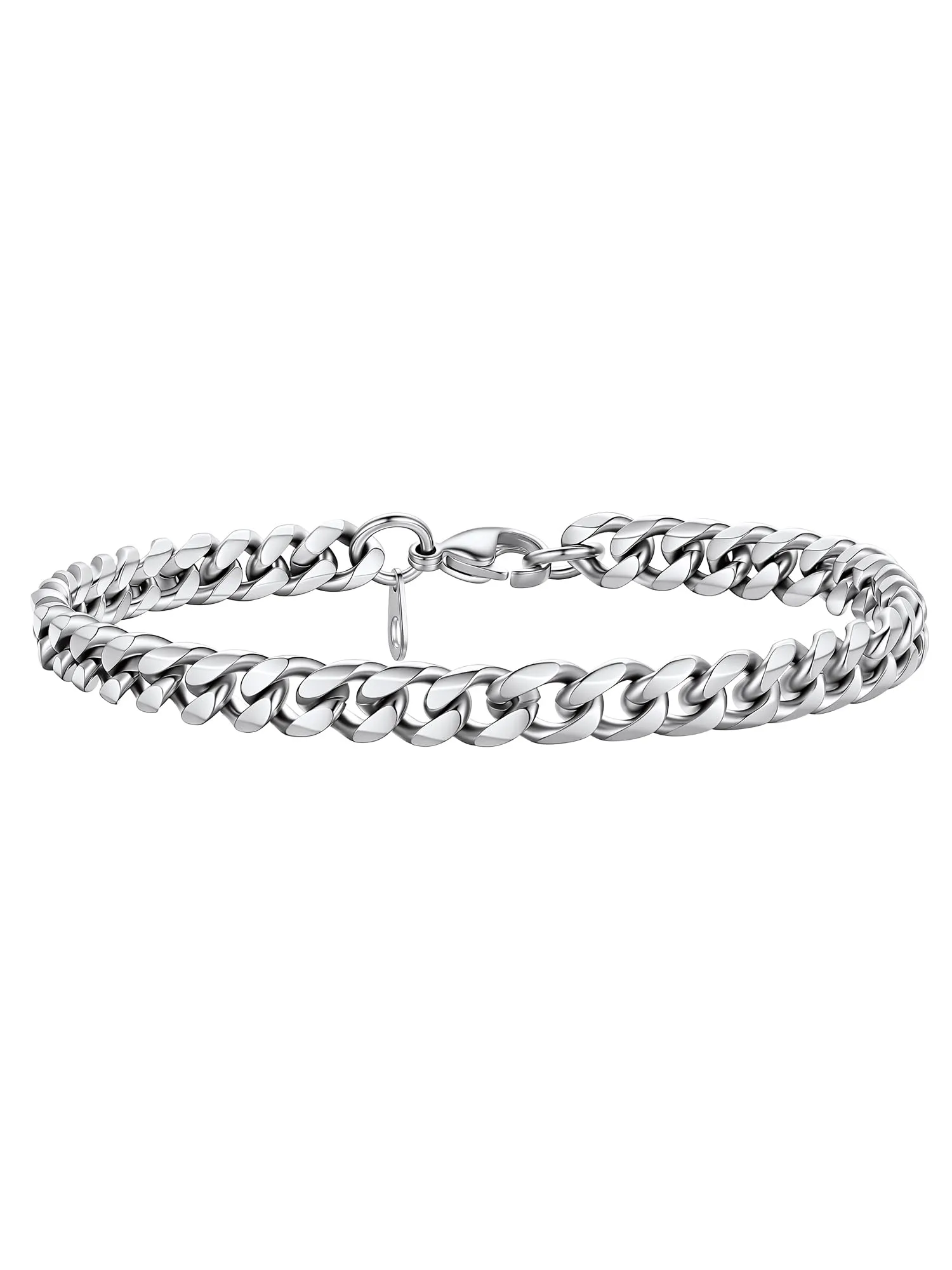 PROSTEEL Bracciale a Catena da Uomo in Acciaio Argento 6mm 21cm - immagine 1