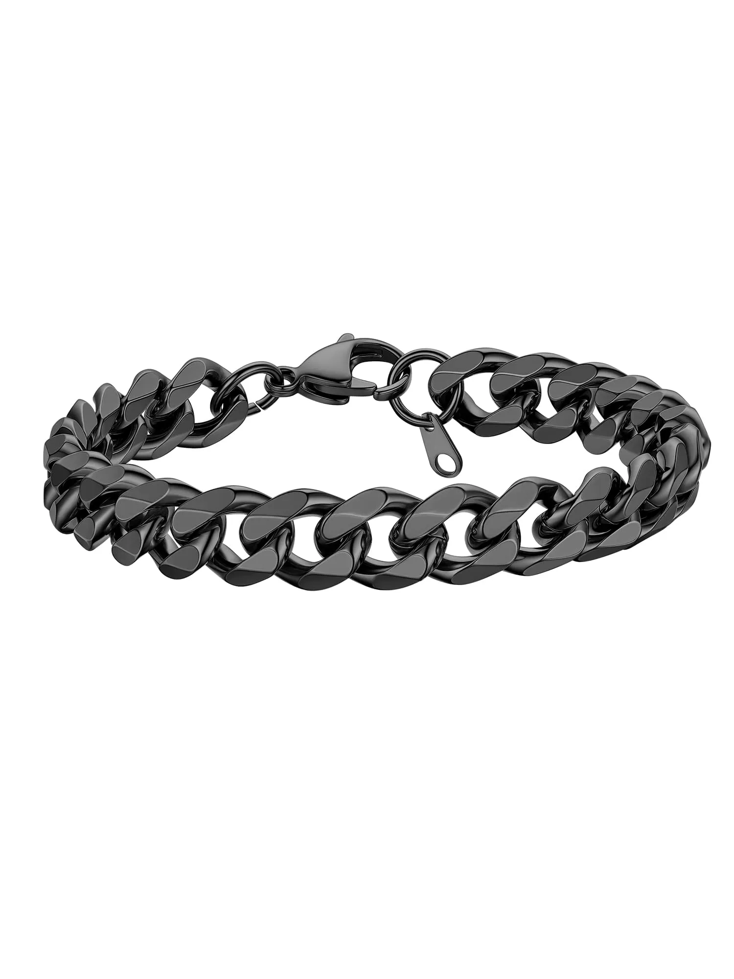 PROSTEEL Bracciale a Catena Uomo in Acciaio Inossidabile, Nero, 9mm, Lunghezza 21cm - immagine 1