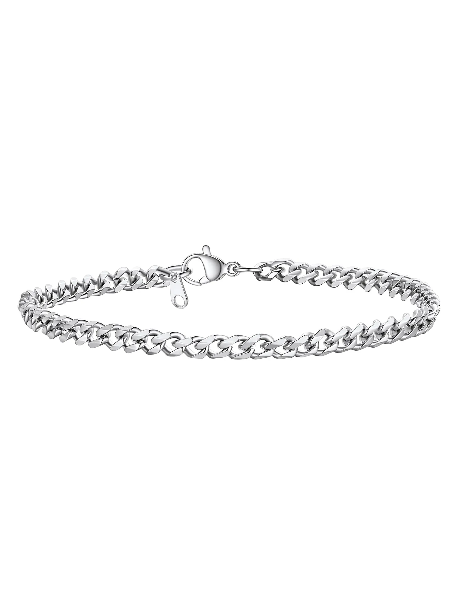 PROSTEEL Bracciale a Catena Sottile da Uomo in Acciaio, Argento, 3.5mm, Lunghezza 16cm - immagine 1