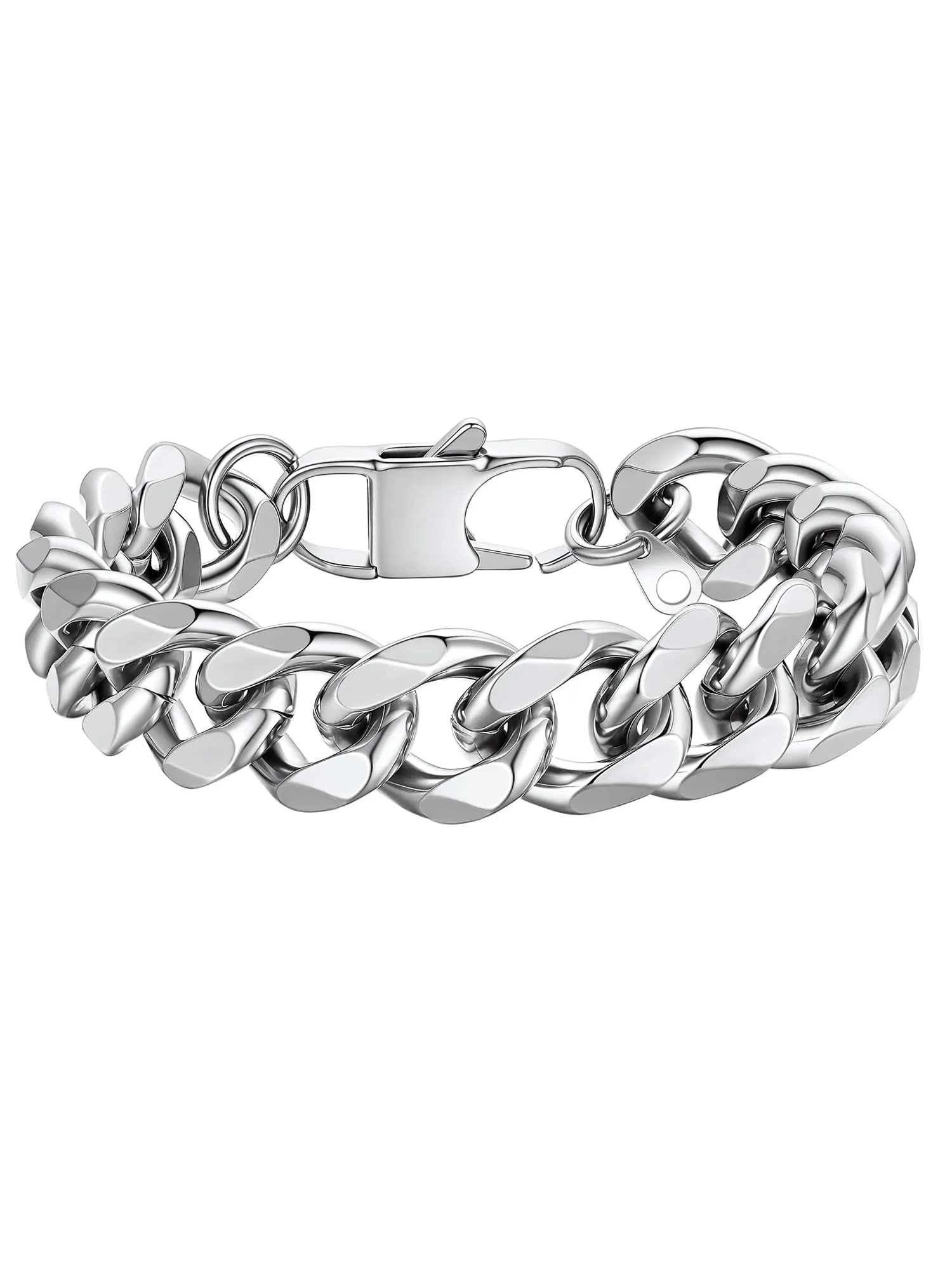PROSTEEL Bracciale a Catena Robusto da Uomo in Acciaio, Colore Argento, 12mm, 19 cm - immagine 1
