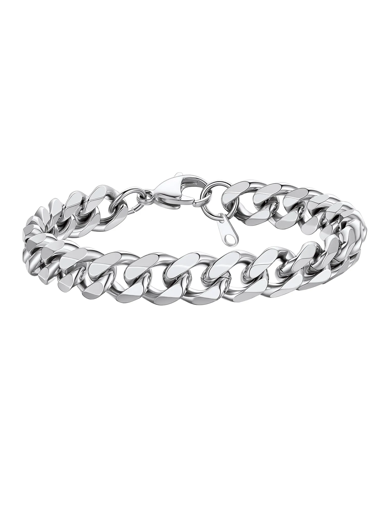 PROSTEEL Bracciale a Catena da Uomo in Acciaio, Colore Argento, 9mm, Lunghezza 19cm - immagine 1