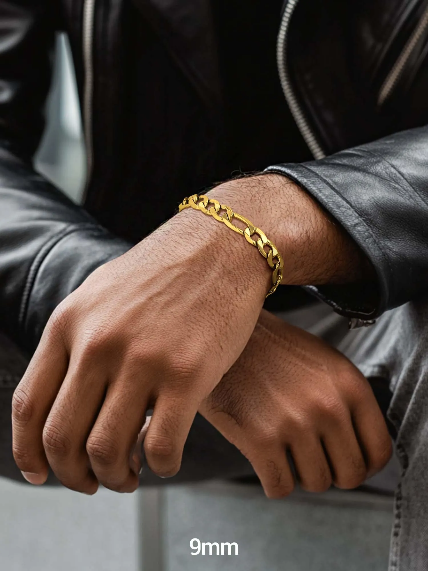 Prosteel Bracciale Catena Figaro 3 in 1 Oro 9mm - immagine 7