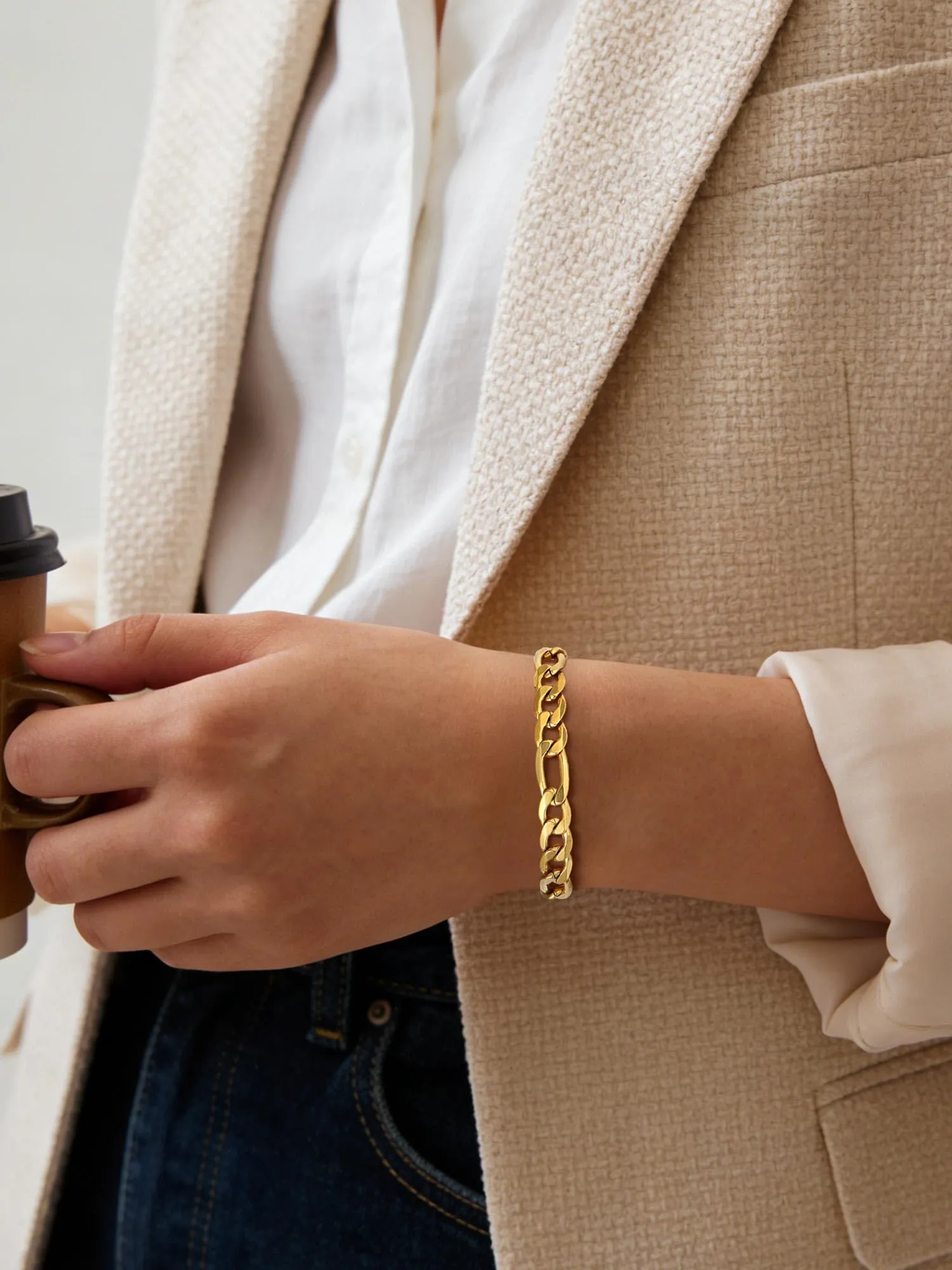 PROSTEEL Bracciale Catena Figaro 3 in 1 09mm Oro per Uomo e Donna - immagine 4