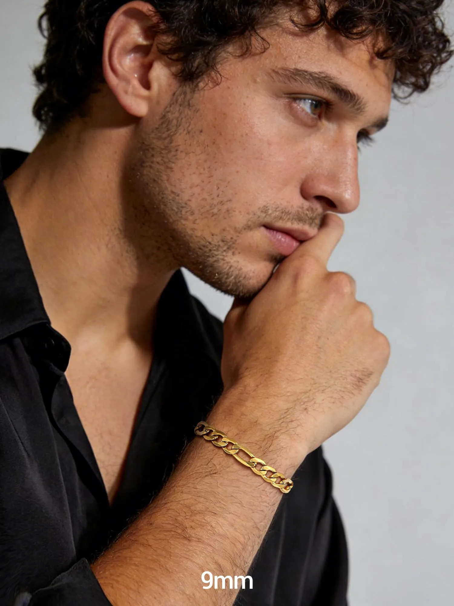 PROSTEEL Bracciale Catena Figaro 3 in 1 09mm Oro per Uomo e Donna - immagine 5