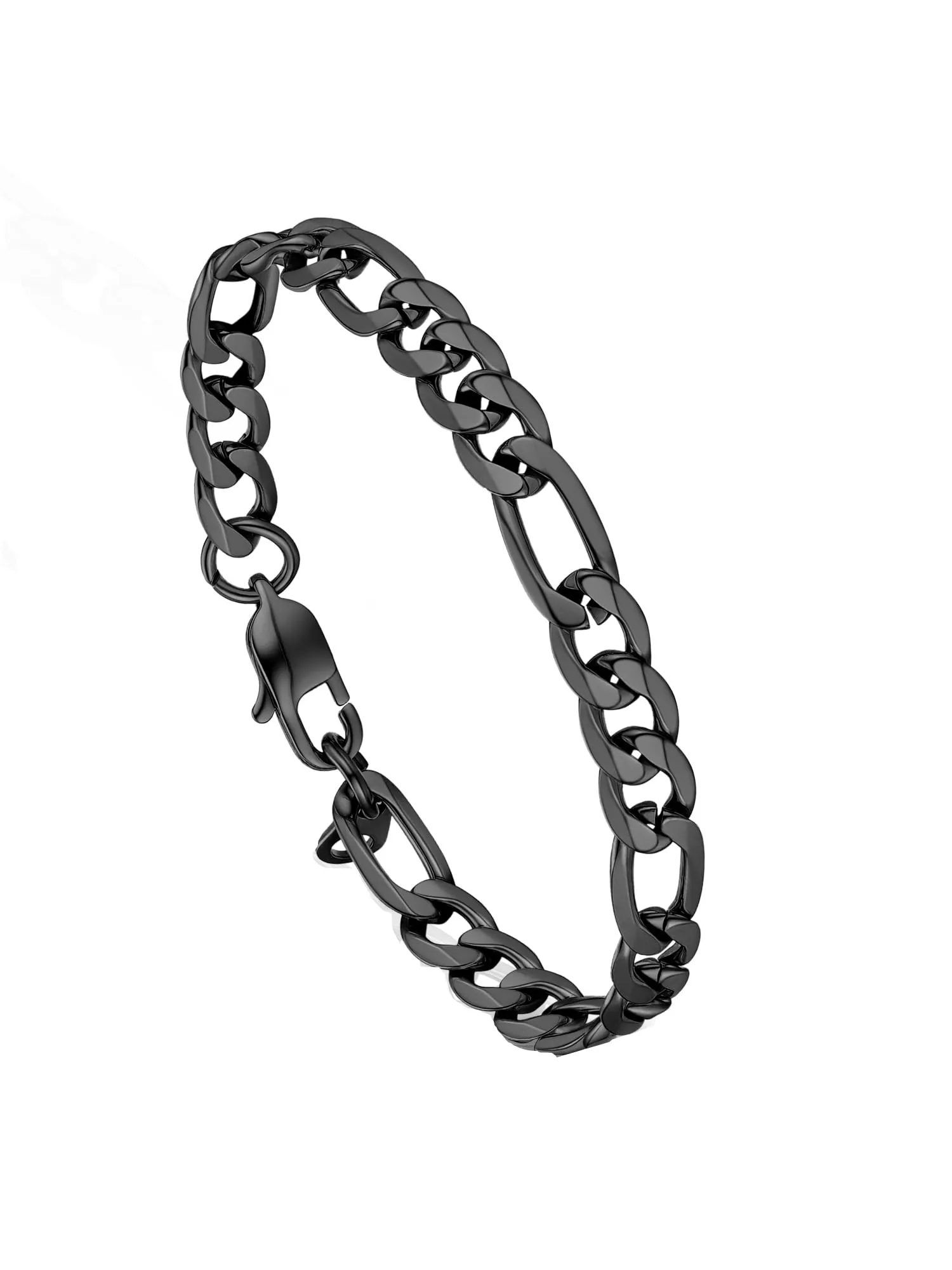 PROSTEEL Braccialetto Catena Figaro 3 in 1 Nero 6mm Acciaio Inossidabile - immagine 1