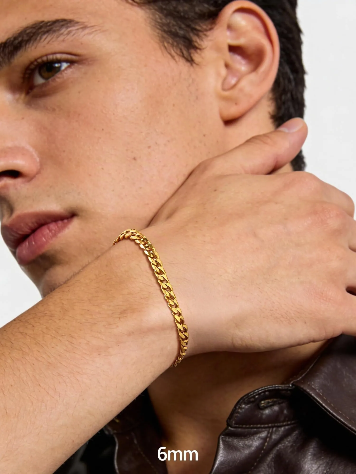 PROSTEEL Bracciale a Catena Sottile da Uomo in Acciaio, Colore Oro, 6mm, Lunghezza 21cm - immagine 2