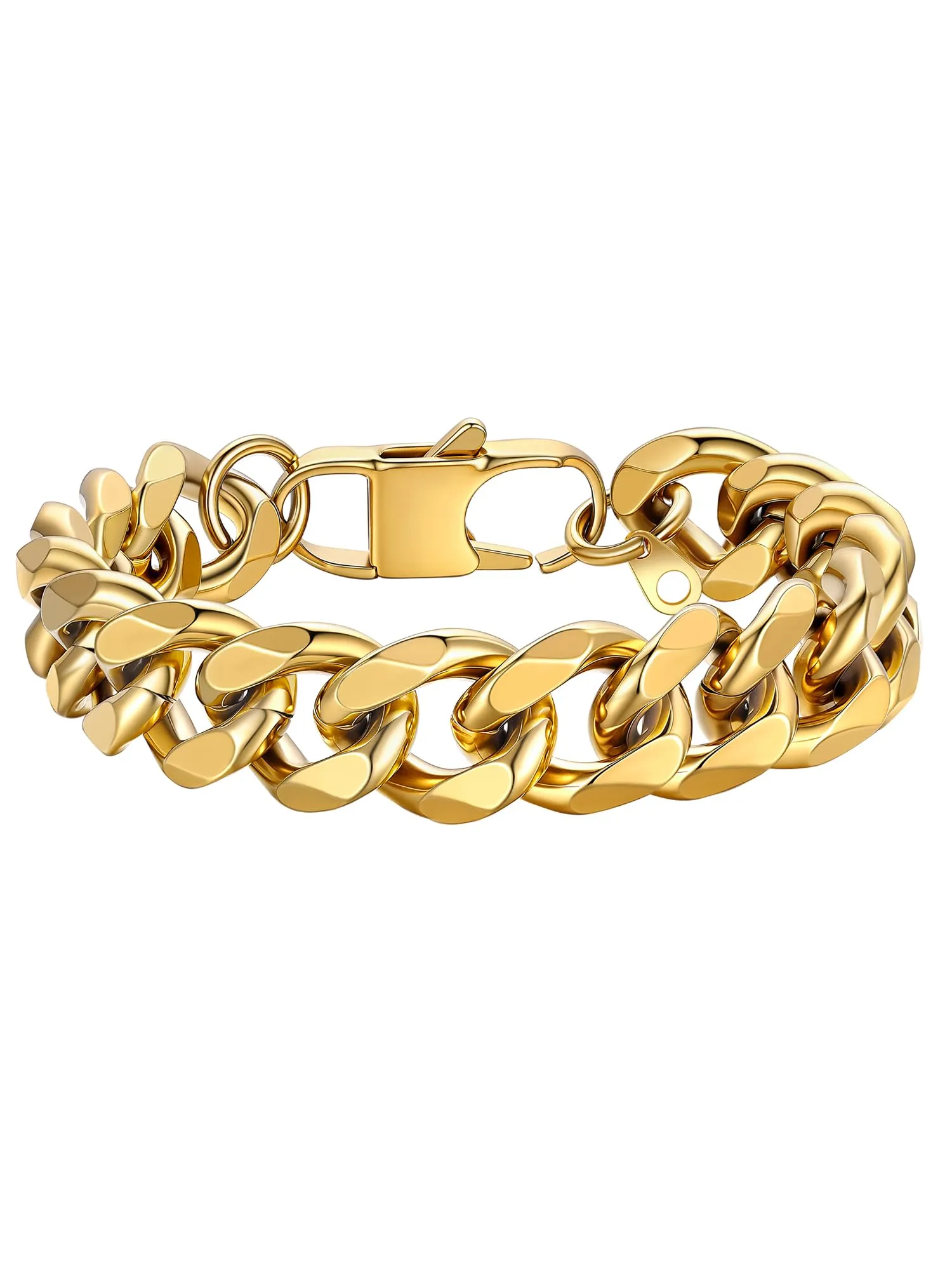 PROSTEEL Bracciale a Catena Robusto da Uomo, Acciaio Inossidabile, Colore Oro, 12mm, Lunghezza 21cm - immagine 1