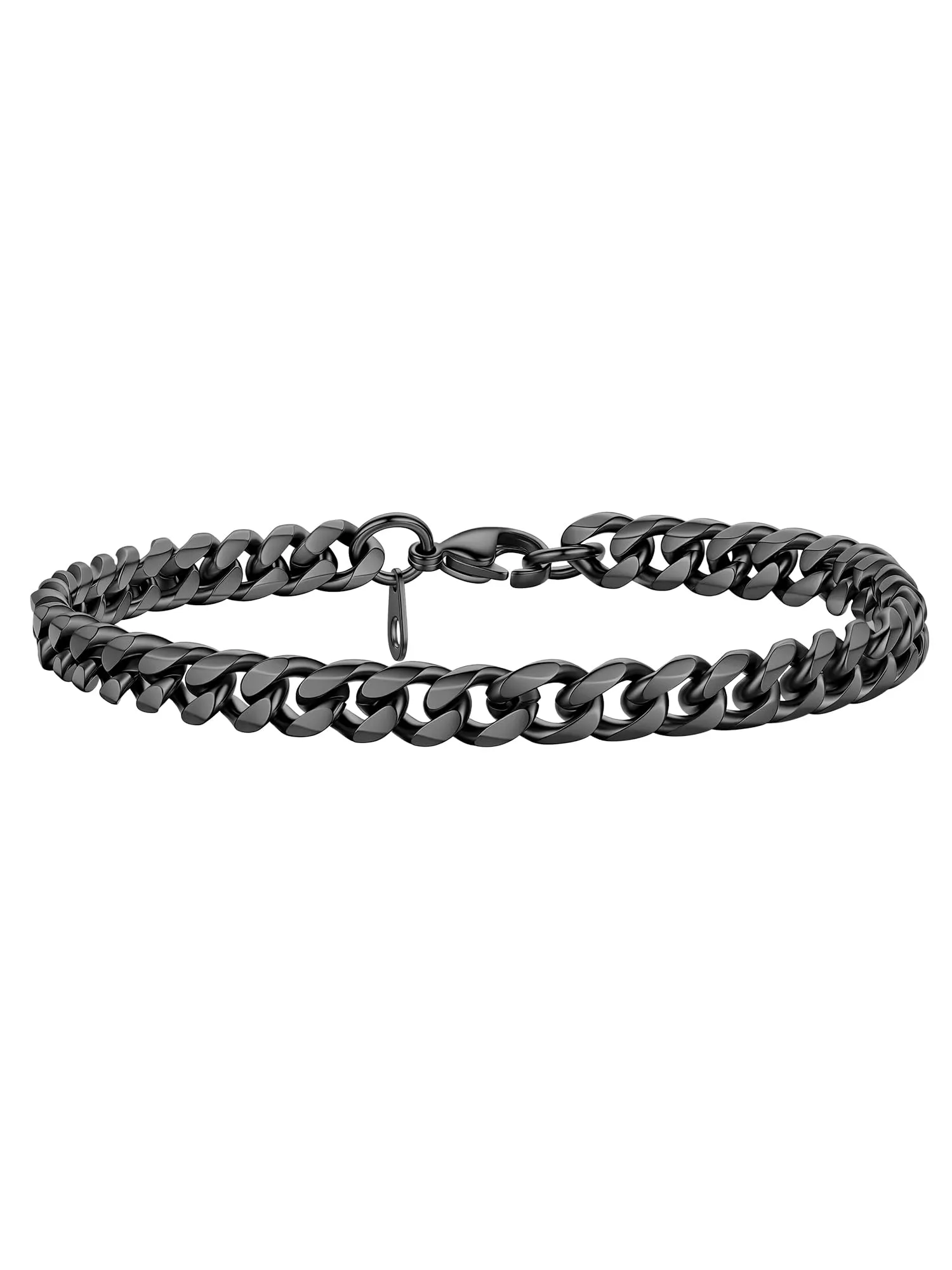 PROSTEEL Bracciale da Uomo a Catena Sottile in Acciaio Nero 6mm Lunghezza 21cm - immagine 1