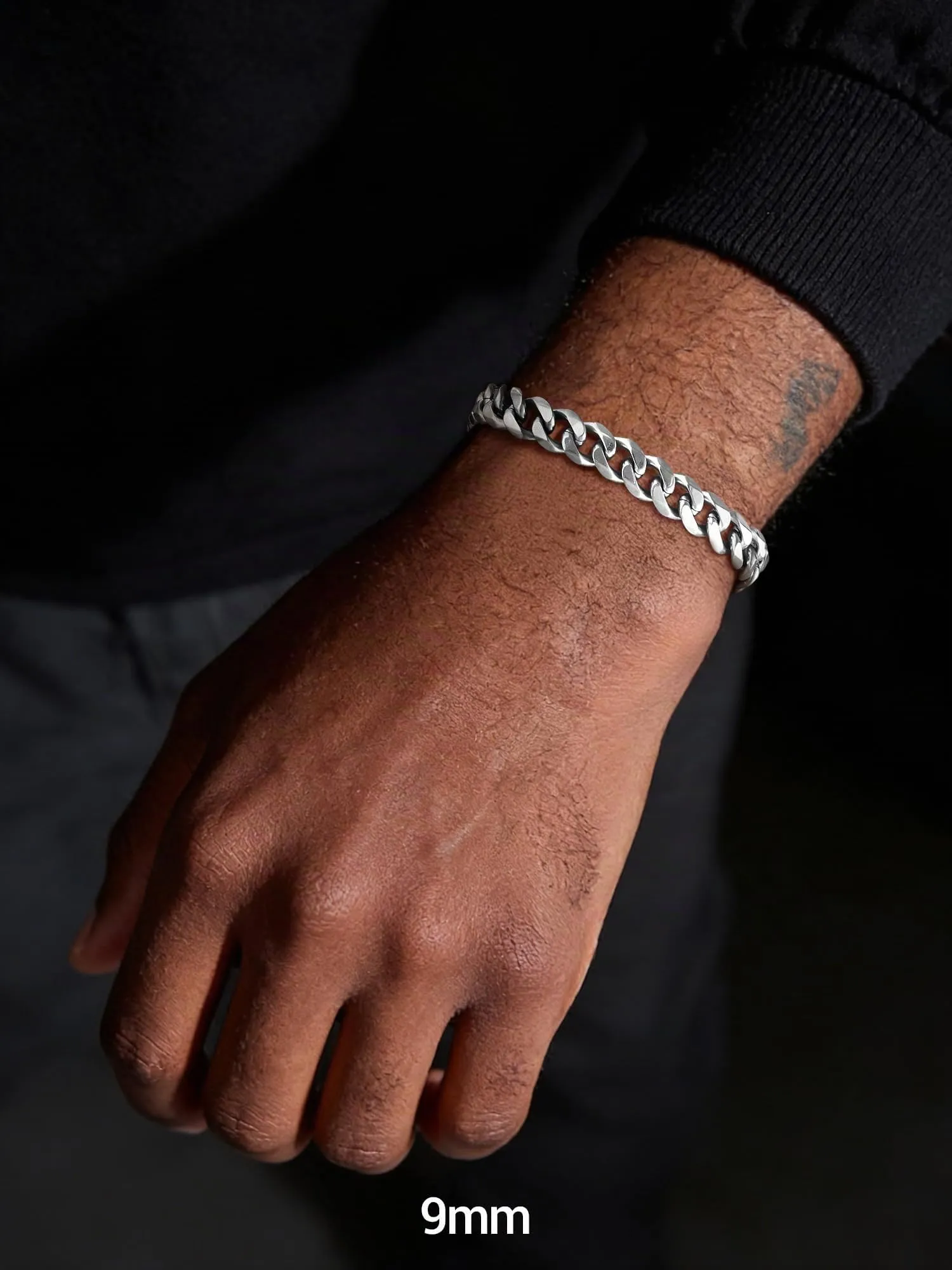 PROSTEEL Bracciale a Catena Uomo in Acciaio Argento 9mm 21cm - immagine 7