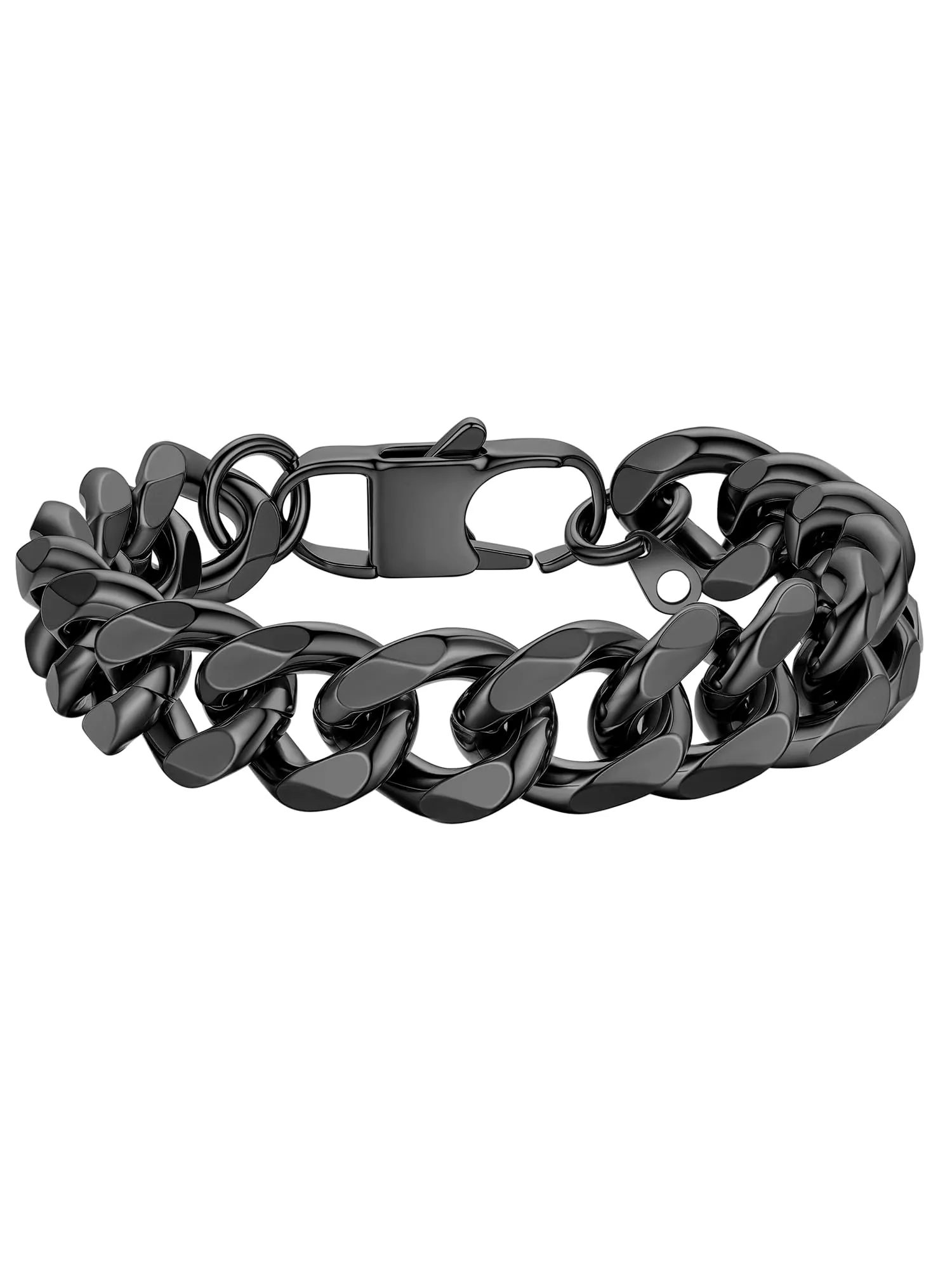 PROSTEEL Bracciale a Catena Robusto in Acciaio per Uomo, Nero, 12mm, 21cm - immagine 1