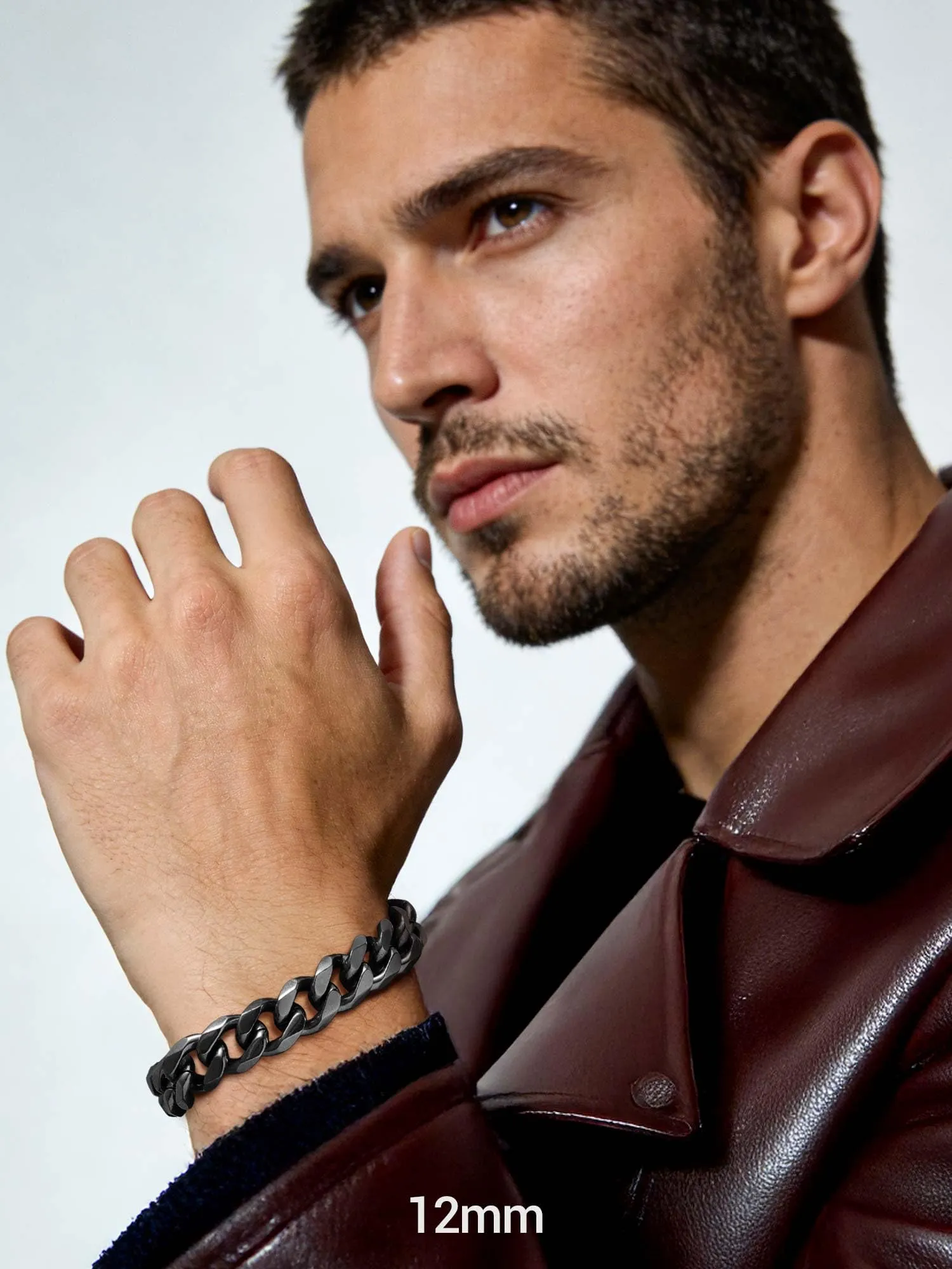 PROSTEEL Bracciale a Catena Robusto in Acciaio per Uomo, Nero, 12mm, 21cm - immagine 4