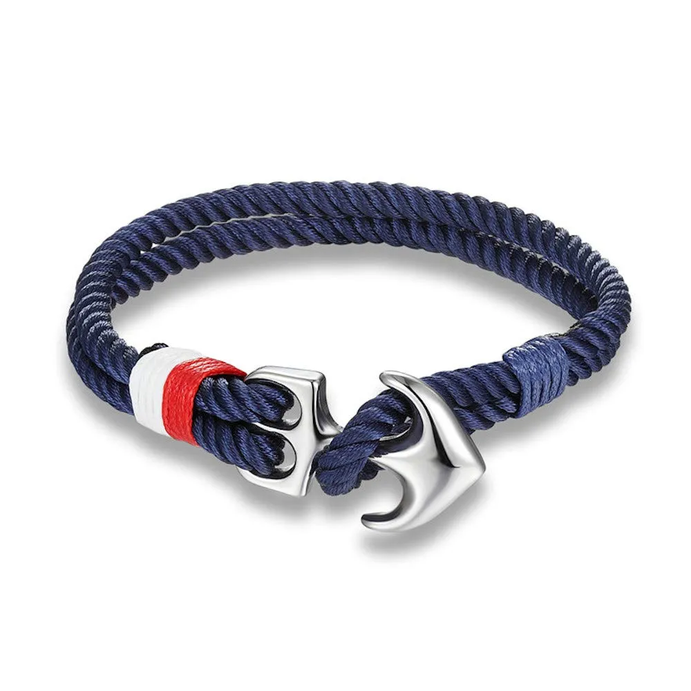 EXINOX Bracciale Ancora Nautico in Acciaio Inossidabile - Blu, One Size - immagine 1