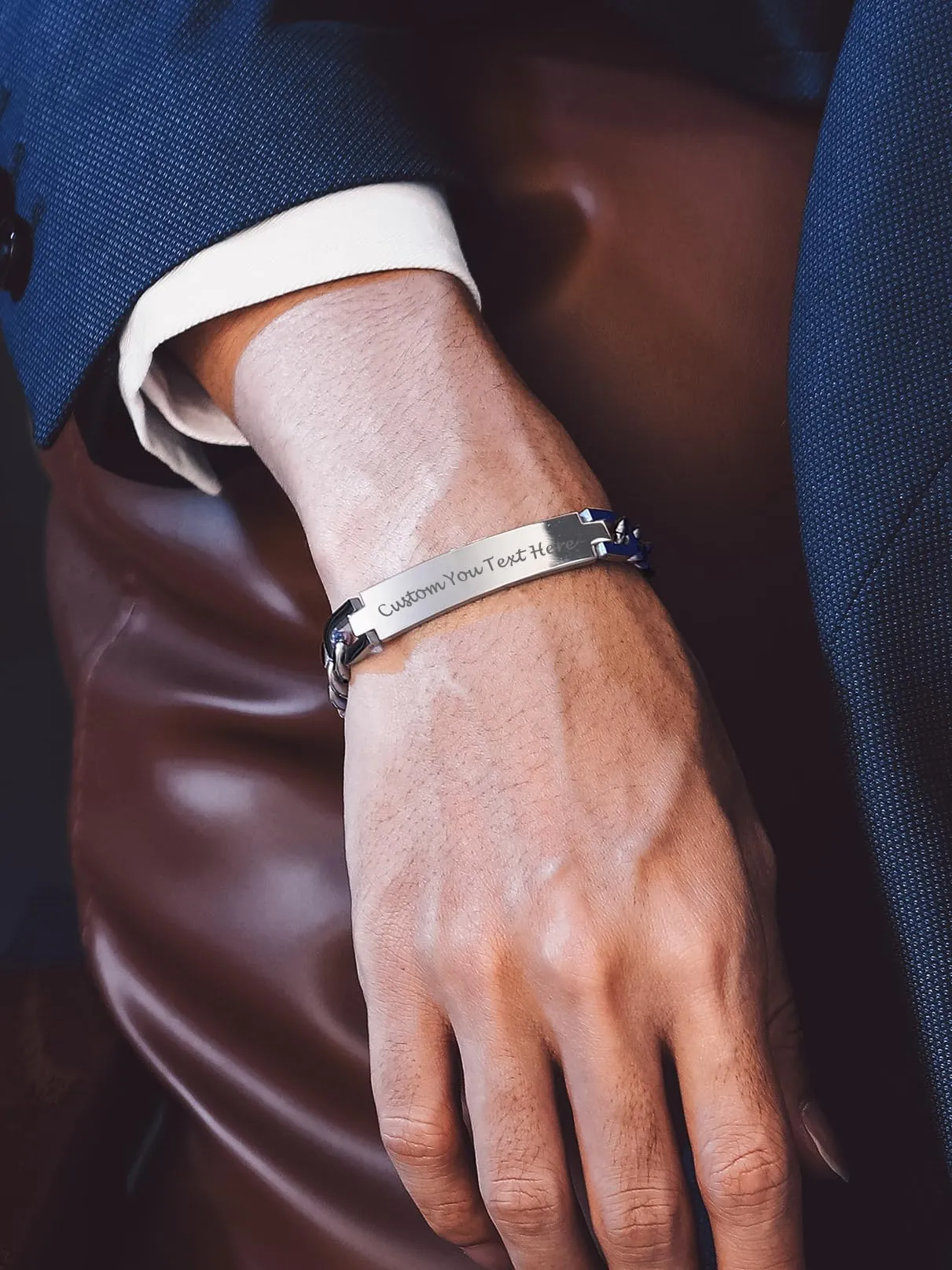 PROSTEEL Bracciale Uomo Personalizzato in Acciaio Inossidabile Argento 21cm - immagine 2