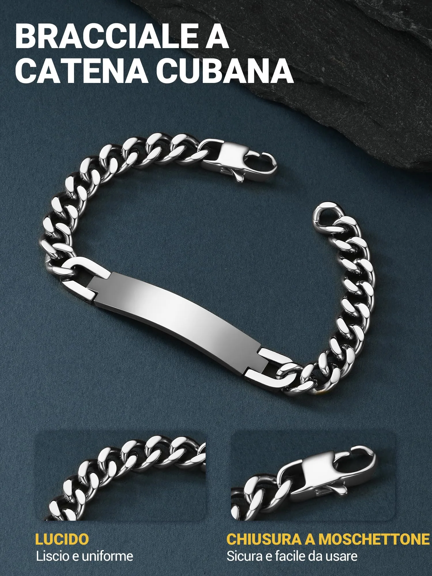 PROSTEEL Bracciale Unisex in Acciaio Inossidabile 316L Placcato Oro 18k, Nero - immagine 4