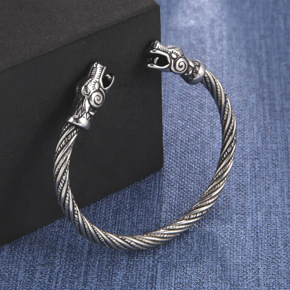 Kkjoy Bracciale Vichingo in Acciaio Inox con Testa di Drago, Regolabile - immagine 6