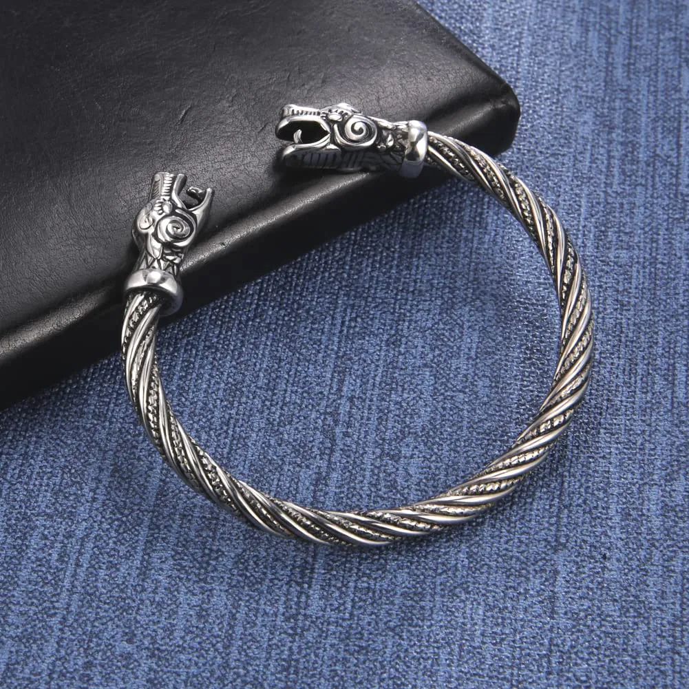 Kkjoy Bracciale Vichingo in Acciaio Inox con Testa di Drago, Regolabile - immagine 7