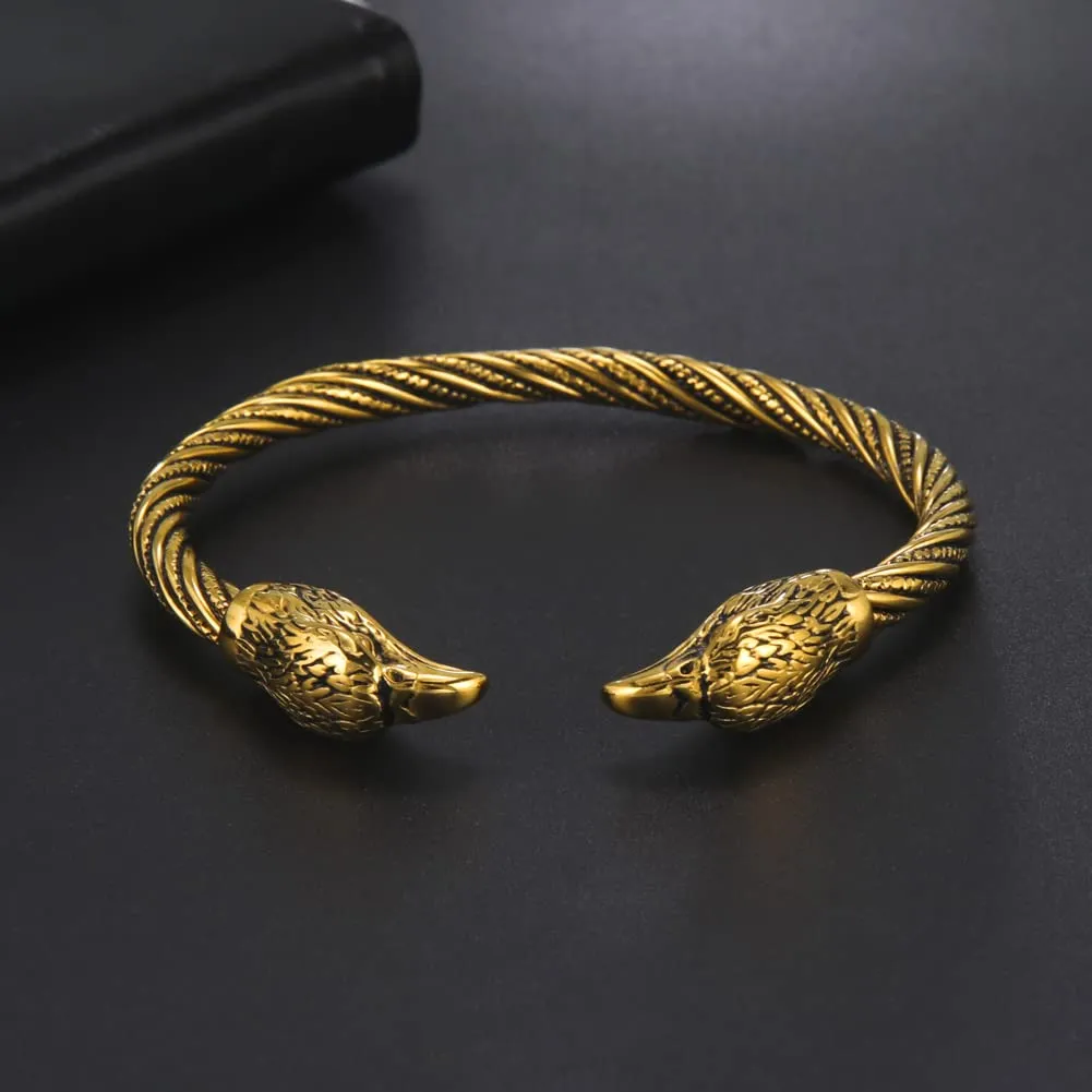 KKJOY Bracciale Vichingo in Acciaio Inox con Testa di Aquila, Regolabile - immagine 3